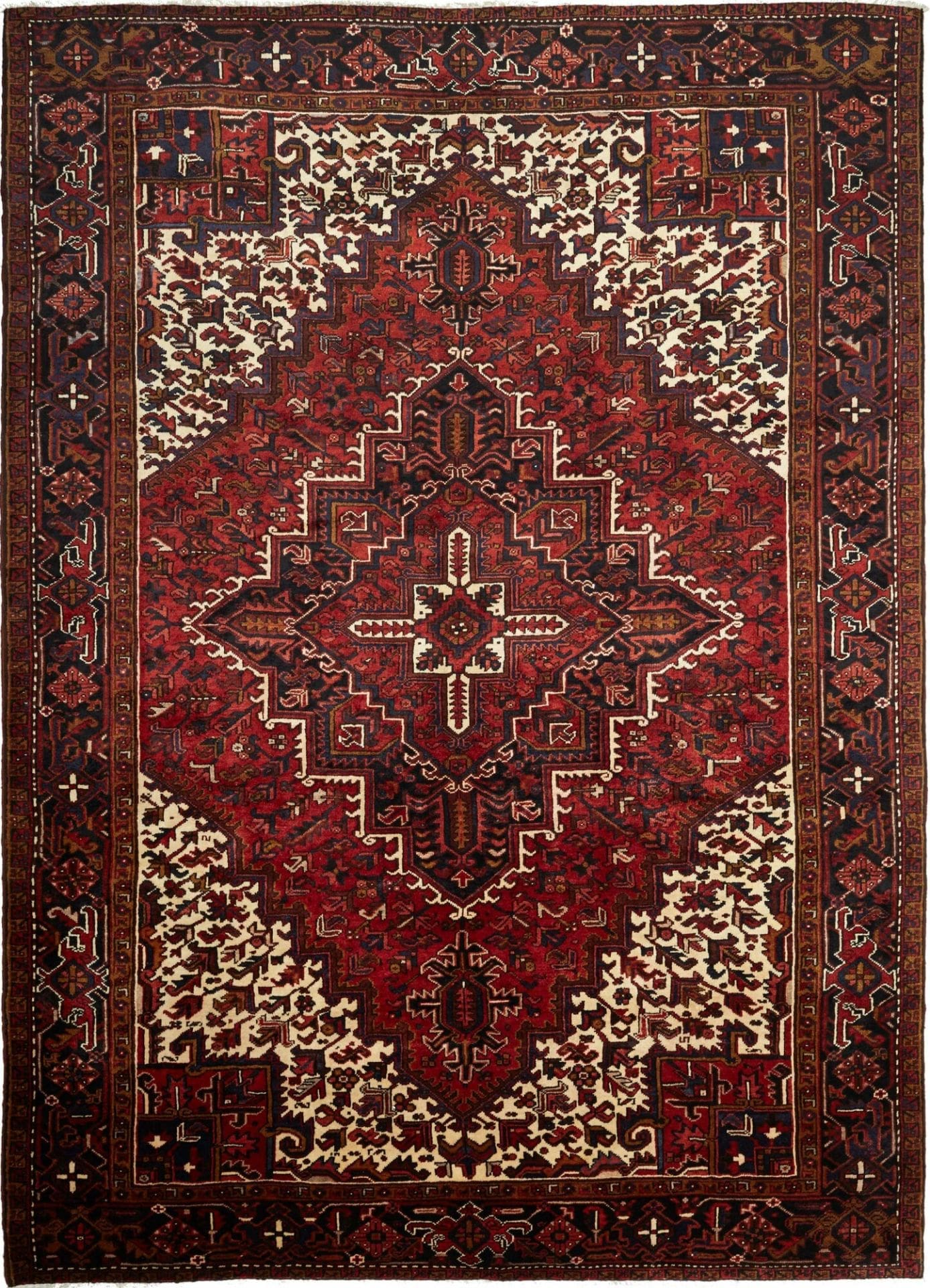 Heriz Teppich 247 x 340cm, geometrisches Muster, handgeknüpft