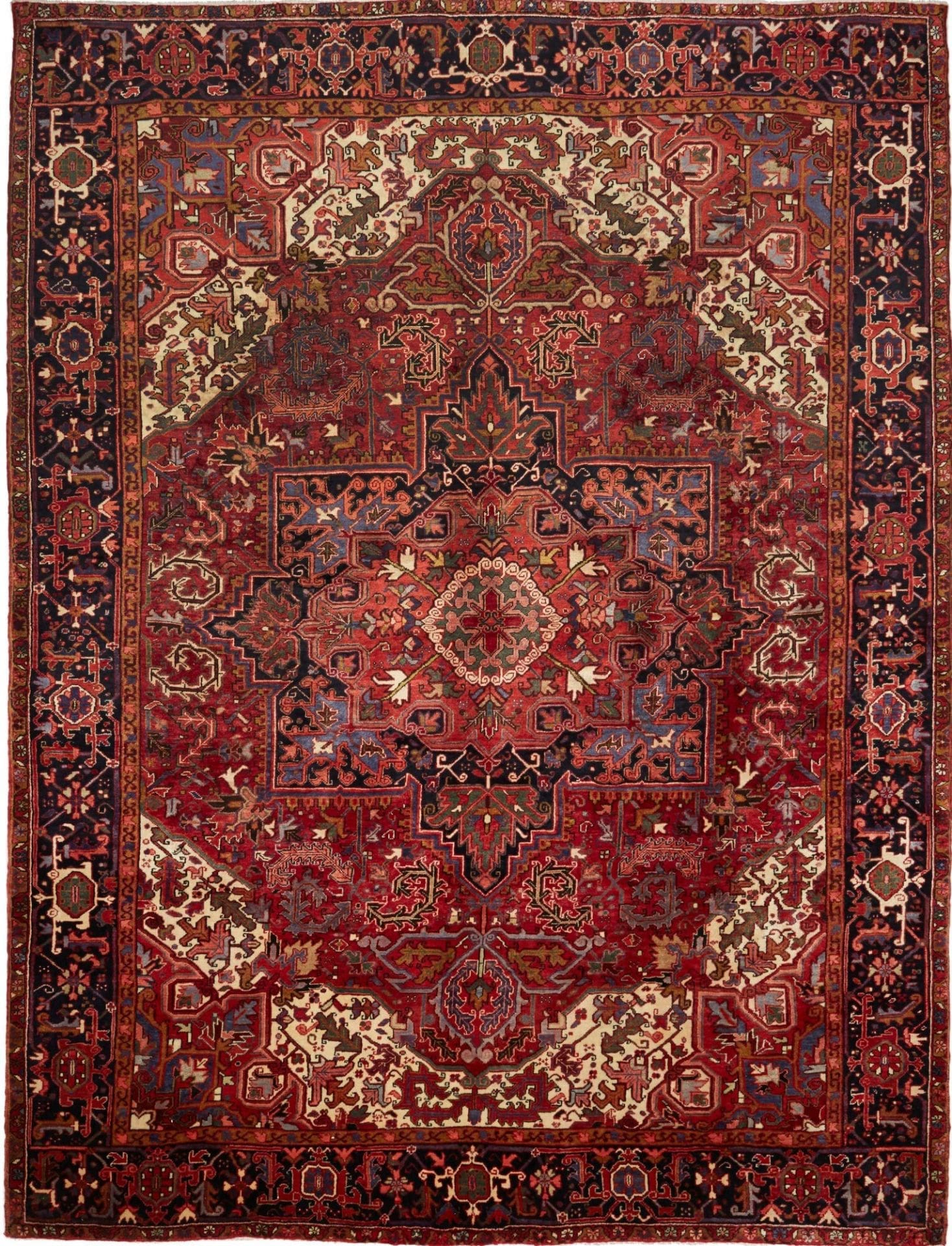 Heriz Teppich 263 x 345cm, geometrisches Muster, handgeknüpft