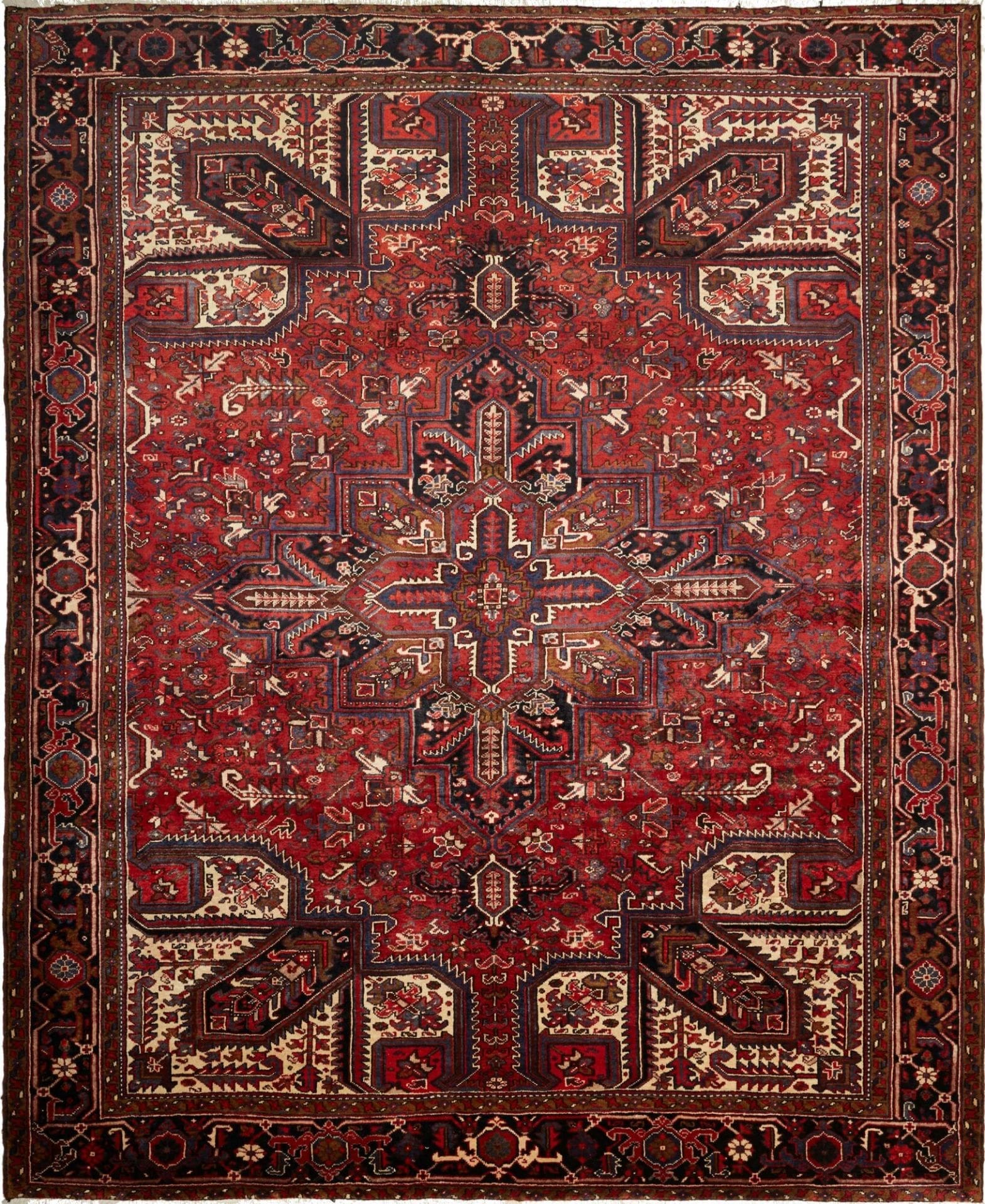 Heriz Teppich 275 x 330cm, geometrisches Muster, handgeknüpft