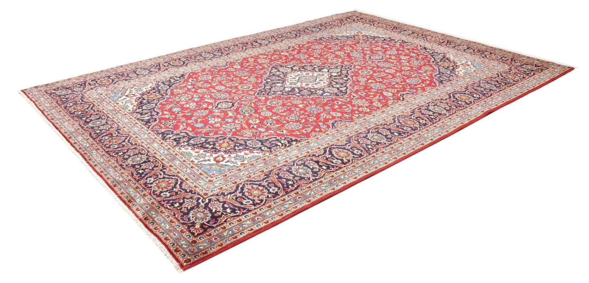 Kashan Teppich 245 x 346 cm, florale Muster, handgeknüpft, Perserteppich