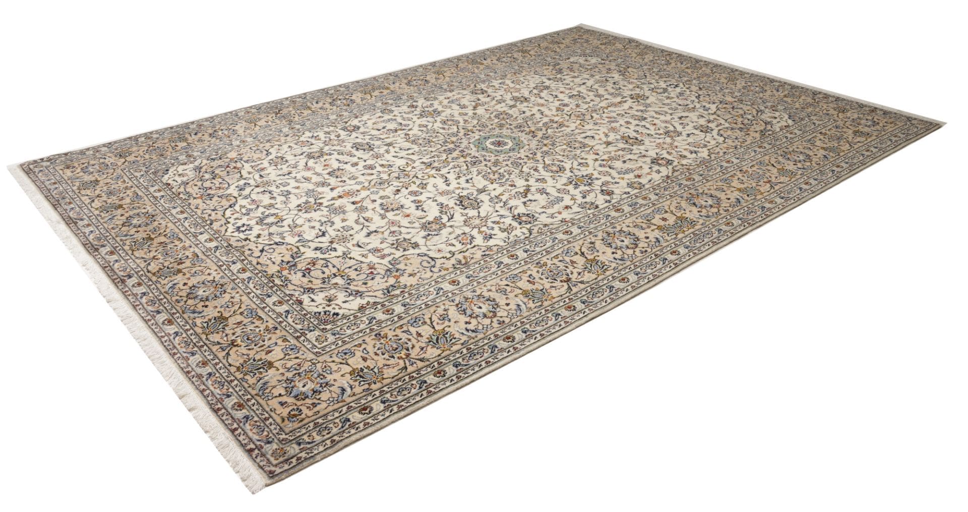 Kashan Teppich 240 x 345 cm, florale Muster, Schurwolle, handgeknüpft
