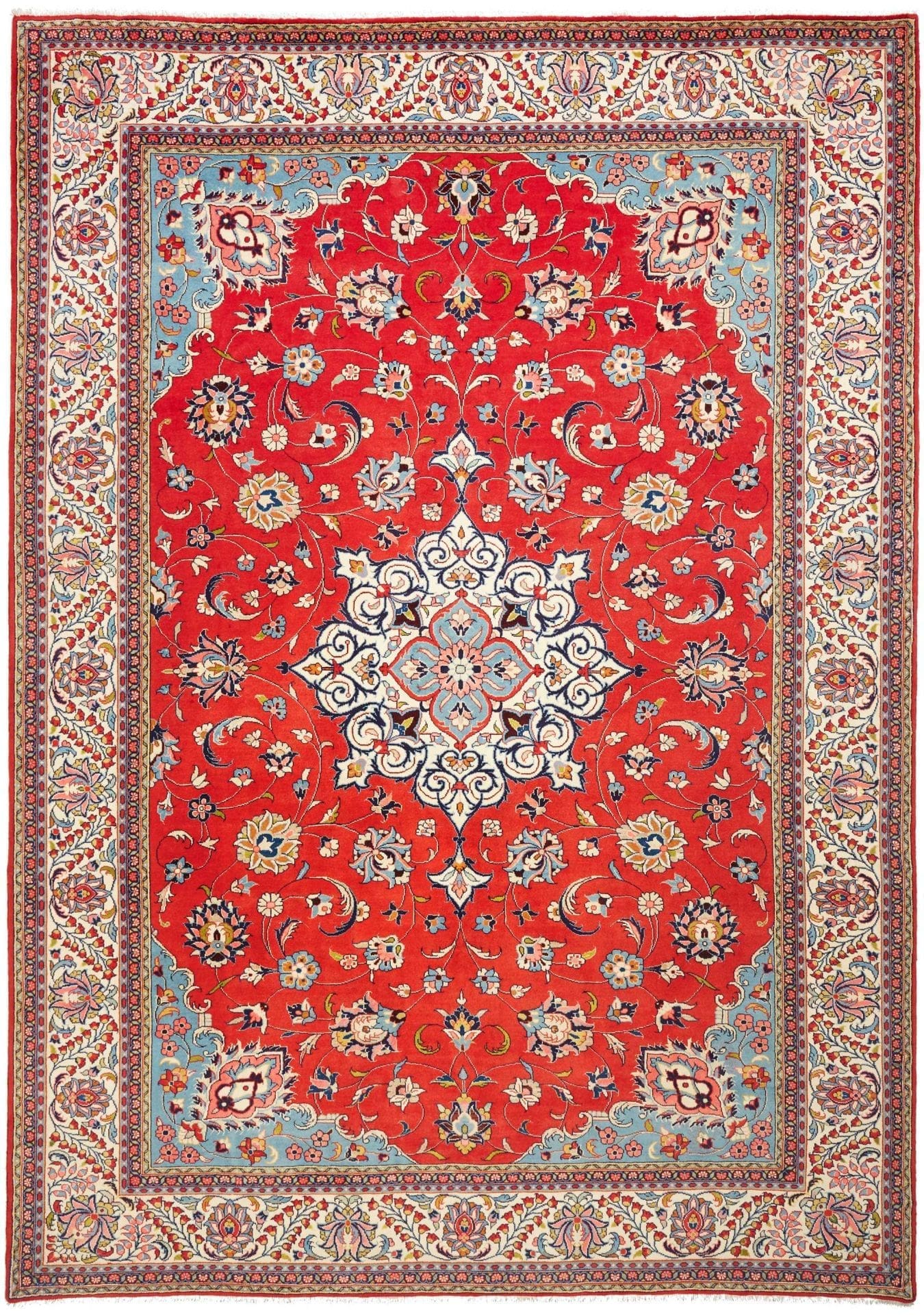 Sarough Farahan Teppich 253 x 360 cm, handgeknüpft, exklusive Wolle, lebenedige Farbkombination H1