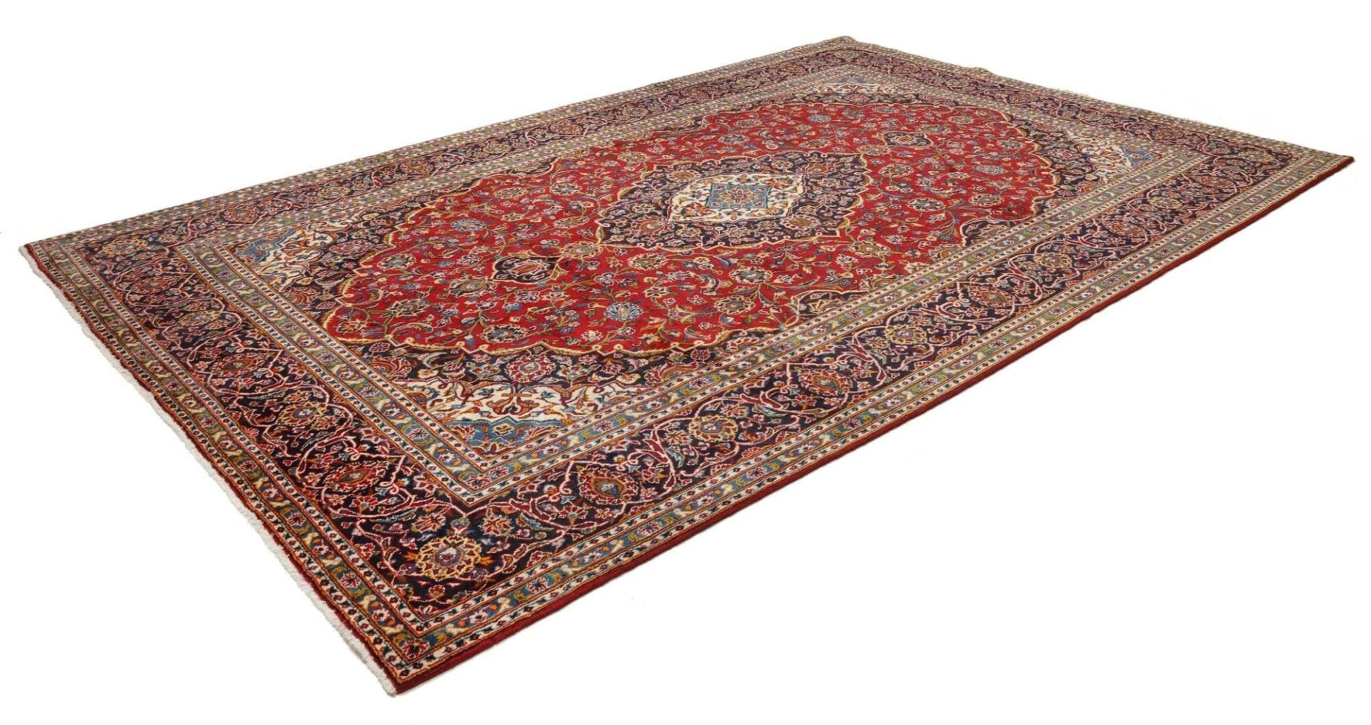 Kashan Teppich 248 x 370 cm, florale Muster, handgeknüpft, Perserteppich