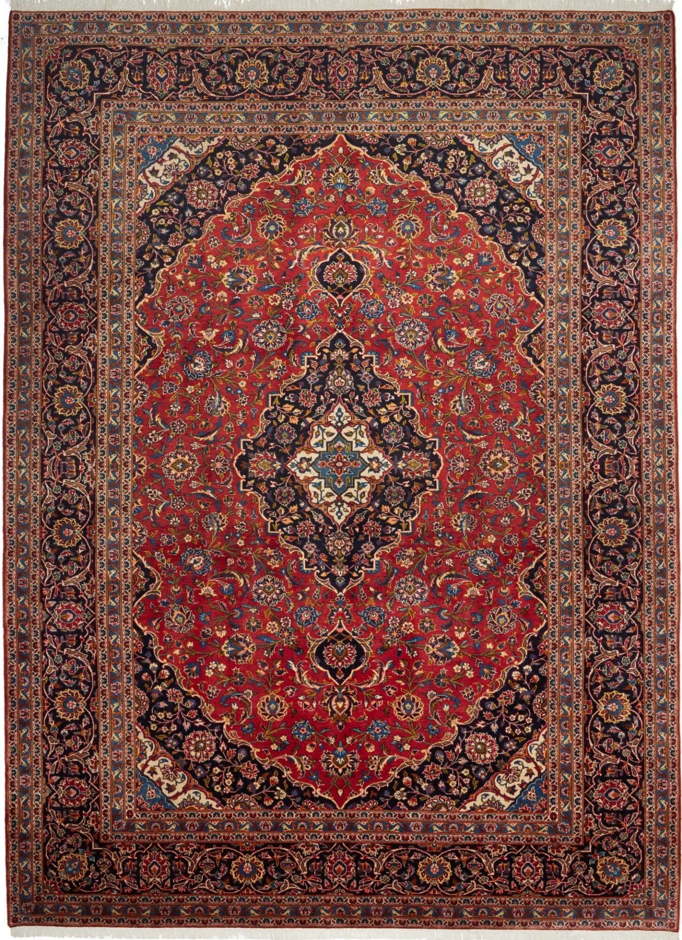 Kashan Teppich 266 x 360cm, Schurwolle, florales Muster, handgeknüpft