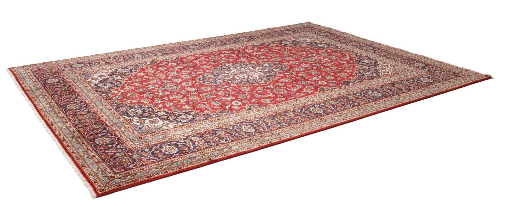 Kashan Teppich 249 x 343 cm, handgeknüpft, florale Muster, Perserteppich