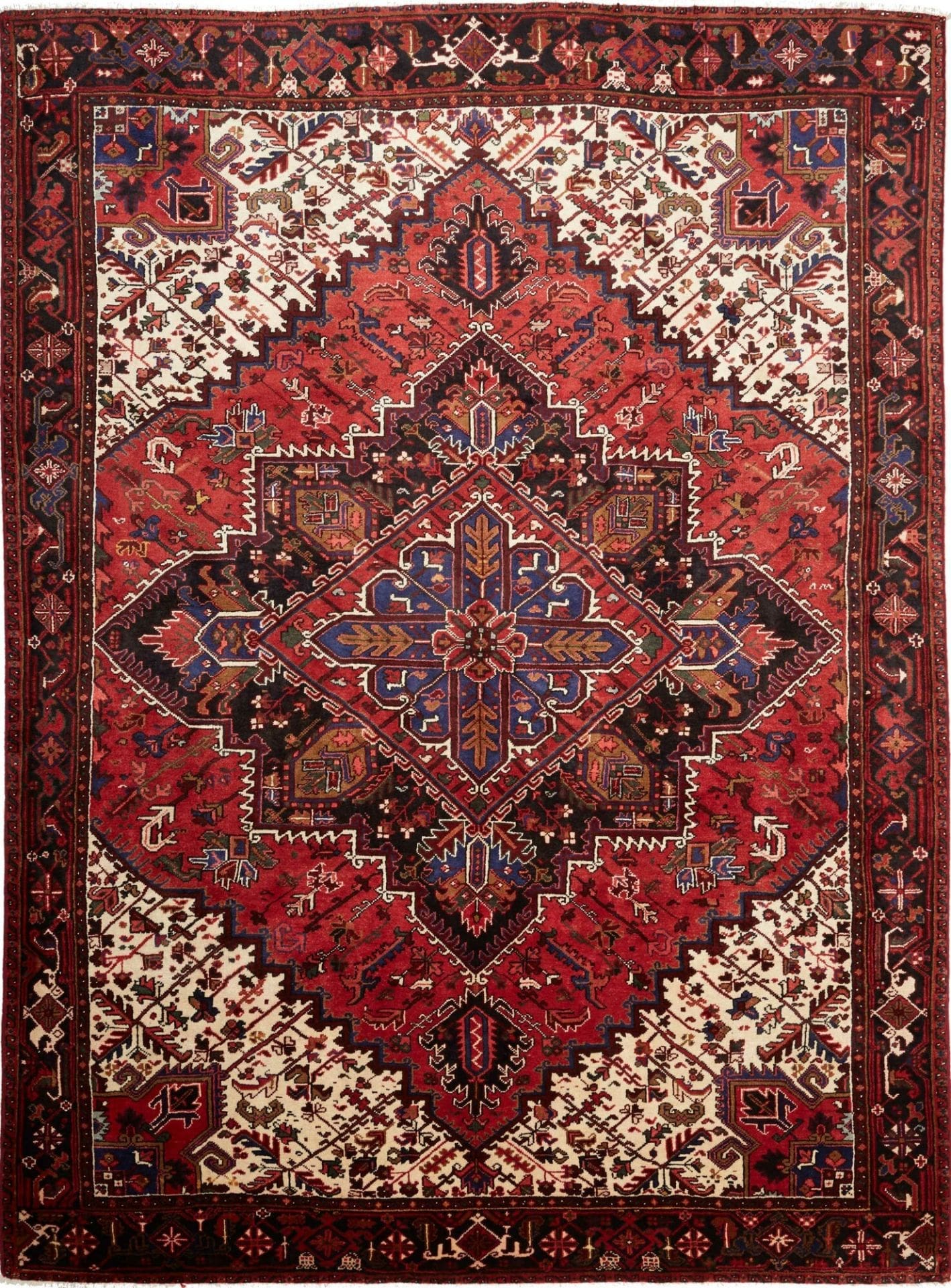 Heriz Teppich 253 x 340cm, geometrische Muster, handgeknüpft