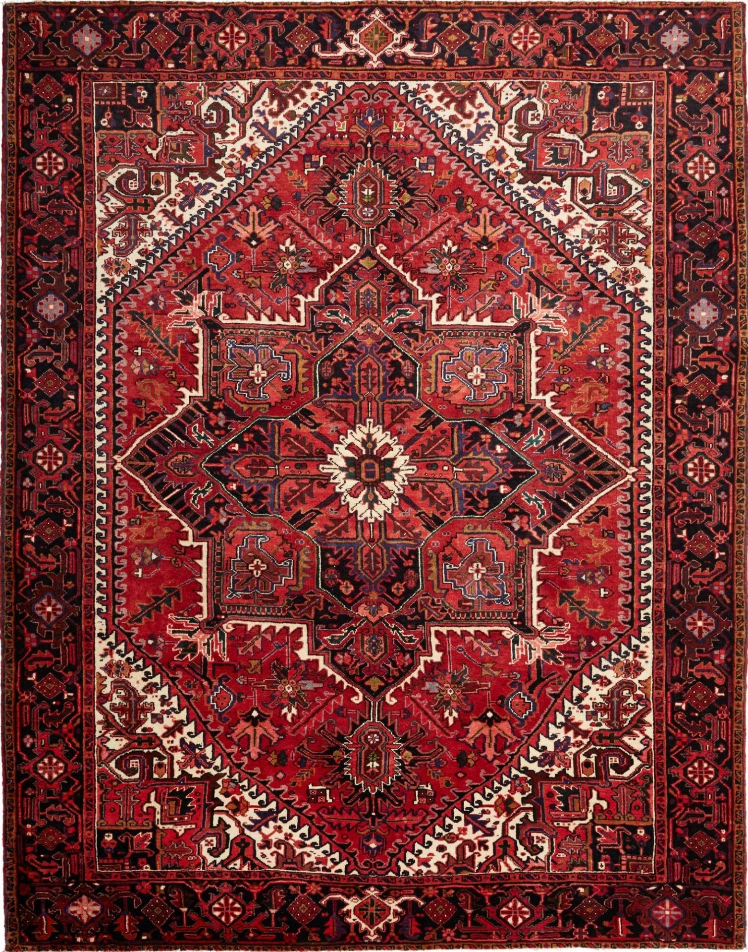 Heriz Teppich 263 x 330cm, handgeknüpft, rustikale Geometrie