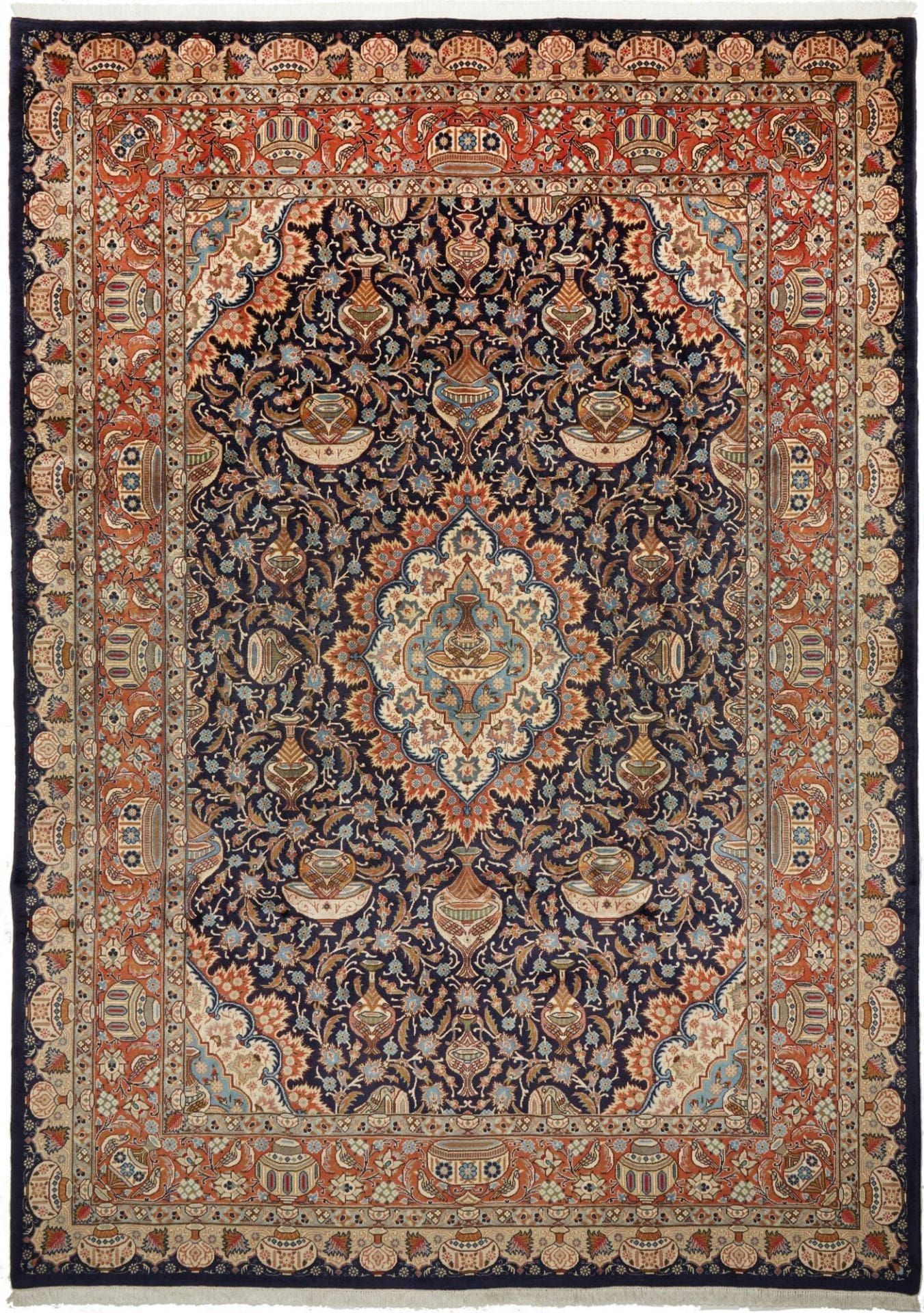 Kashan Teppich 251 x 346 cm, handgeknüpft, Schurwolle, Perserteppich H1
