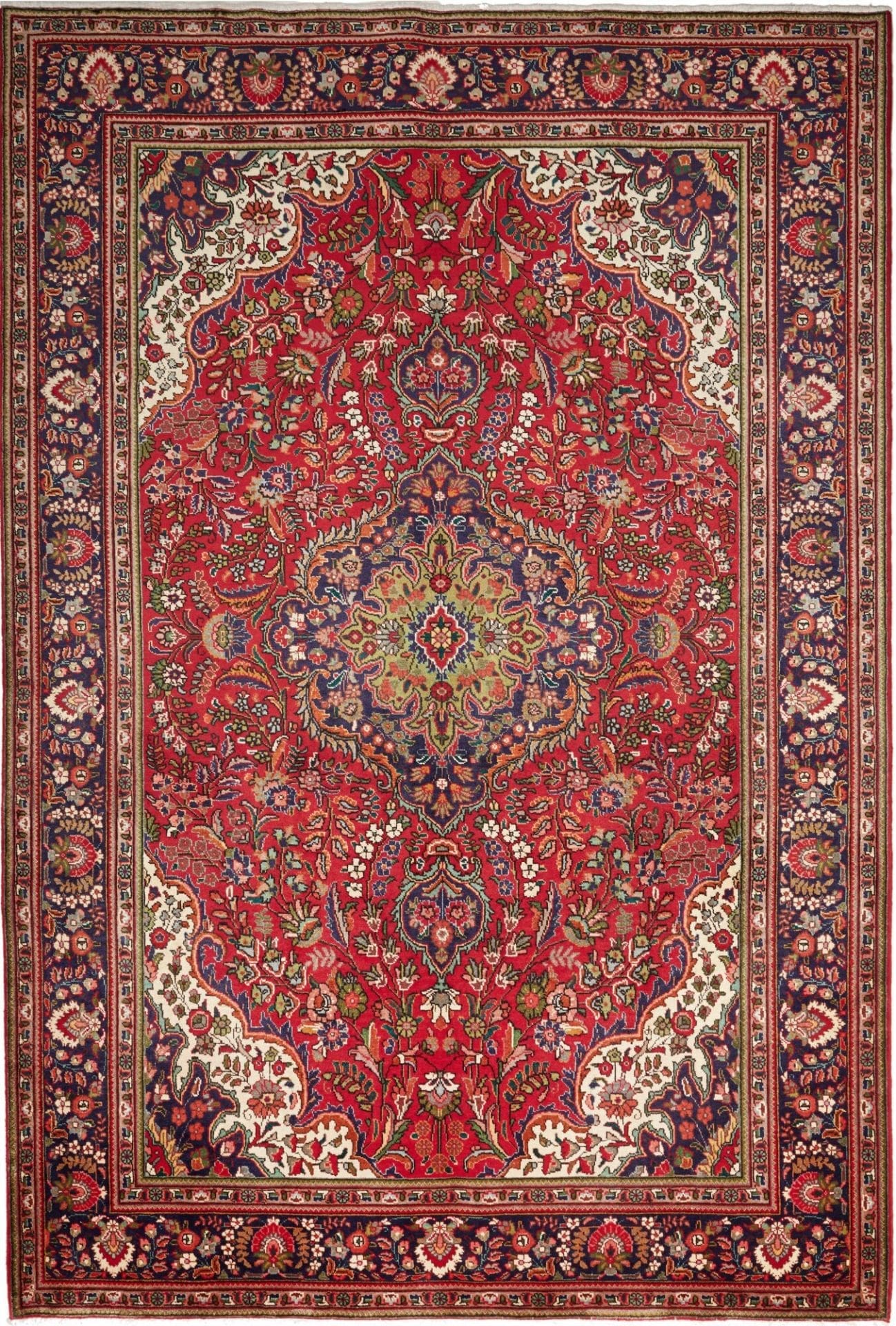 Täbriz Teppich 233 x 338 cm, handgeknüpft, florale Muster, Perserteppich