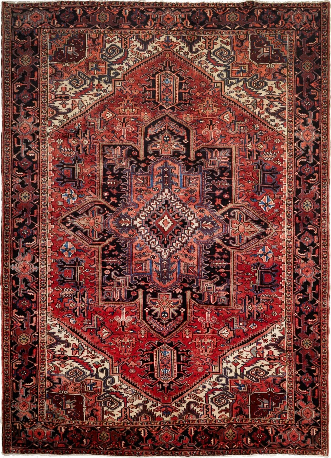 Heriz Teppich 257 x 350 cm, geometrisches Muster, handgeknüpft