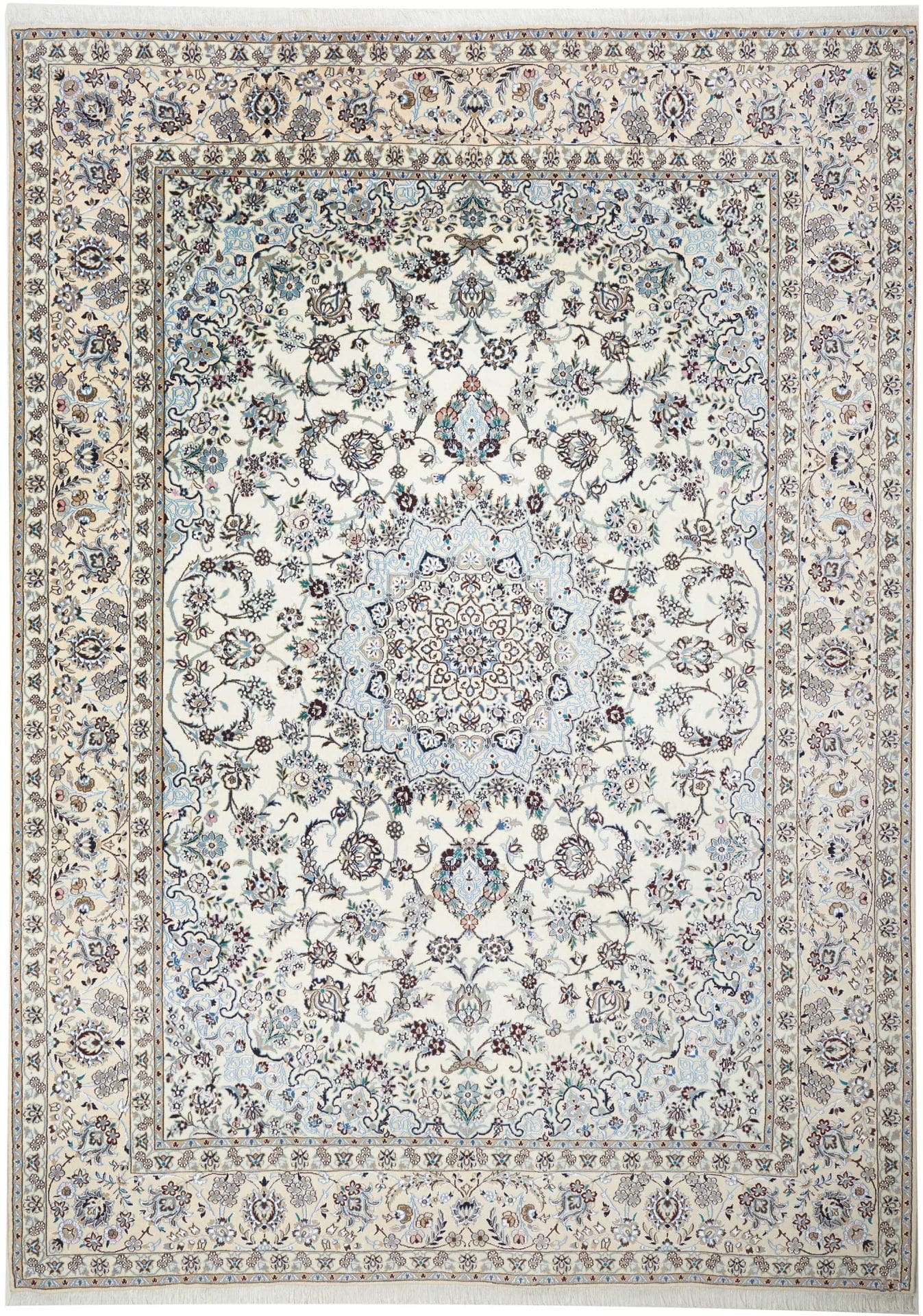 Nain Teppich 256 x 355 cm, handgeknüpft, florales Design, Perserteppich