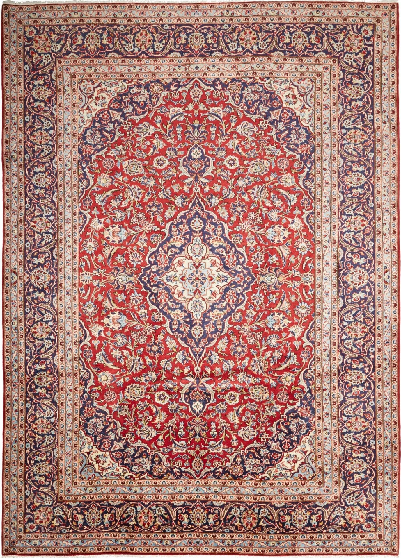 Kashan Teppich 250 x 350cm, Schurwolle, florales Muster, handgeknüpft