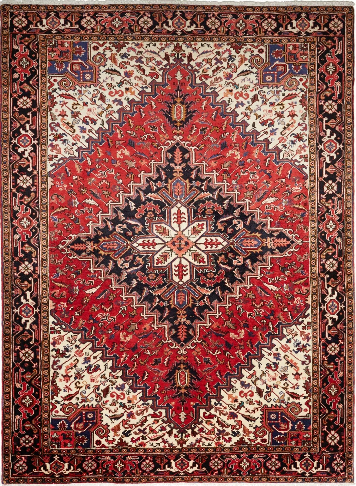 Heriz Teppich 261 x 350 cm, rustikales Design, handgeknüpft