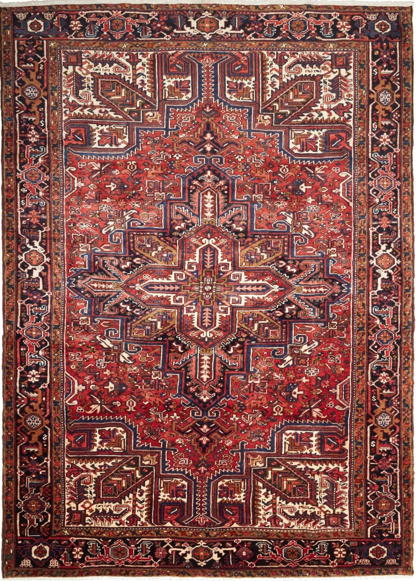 Heriz Orientteppich 243 x 343cm, geometrisches Muster, handgeknüpft
