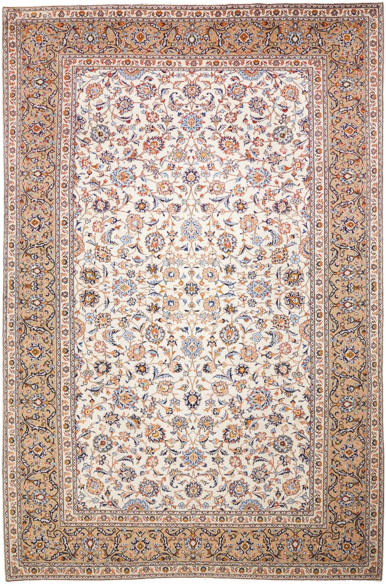 Kashan Teppich 247 x 370 cm, florale Muster, handgeknüpft, Perserteppich H1