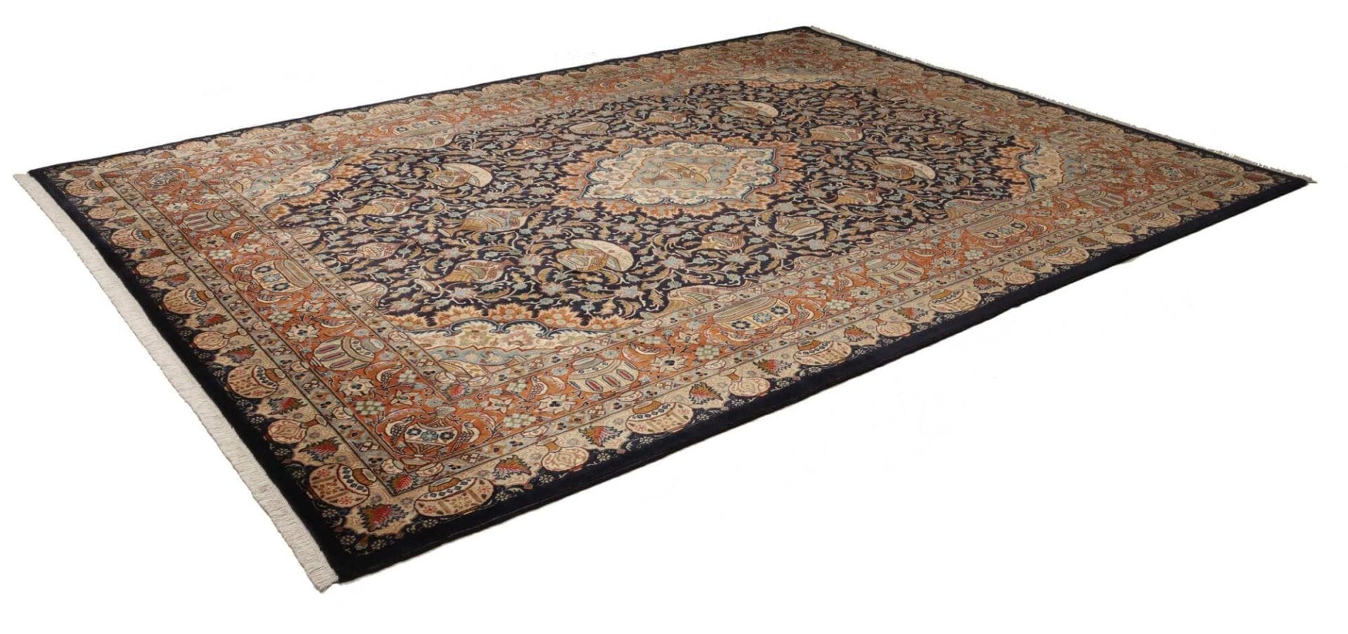 Kashan Teppich 251 x 346 cm, handgeknüpft, Schurwolle, Perserteppich H1
