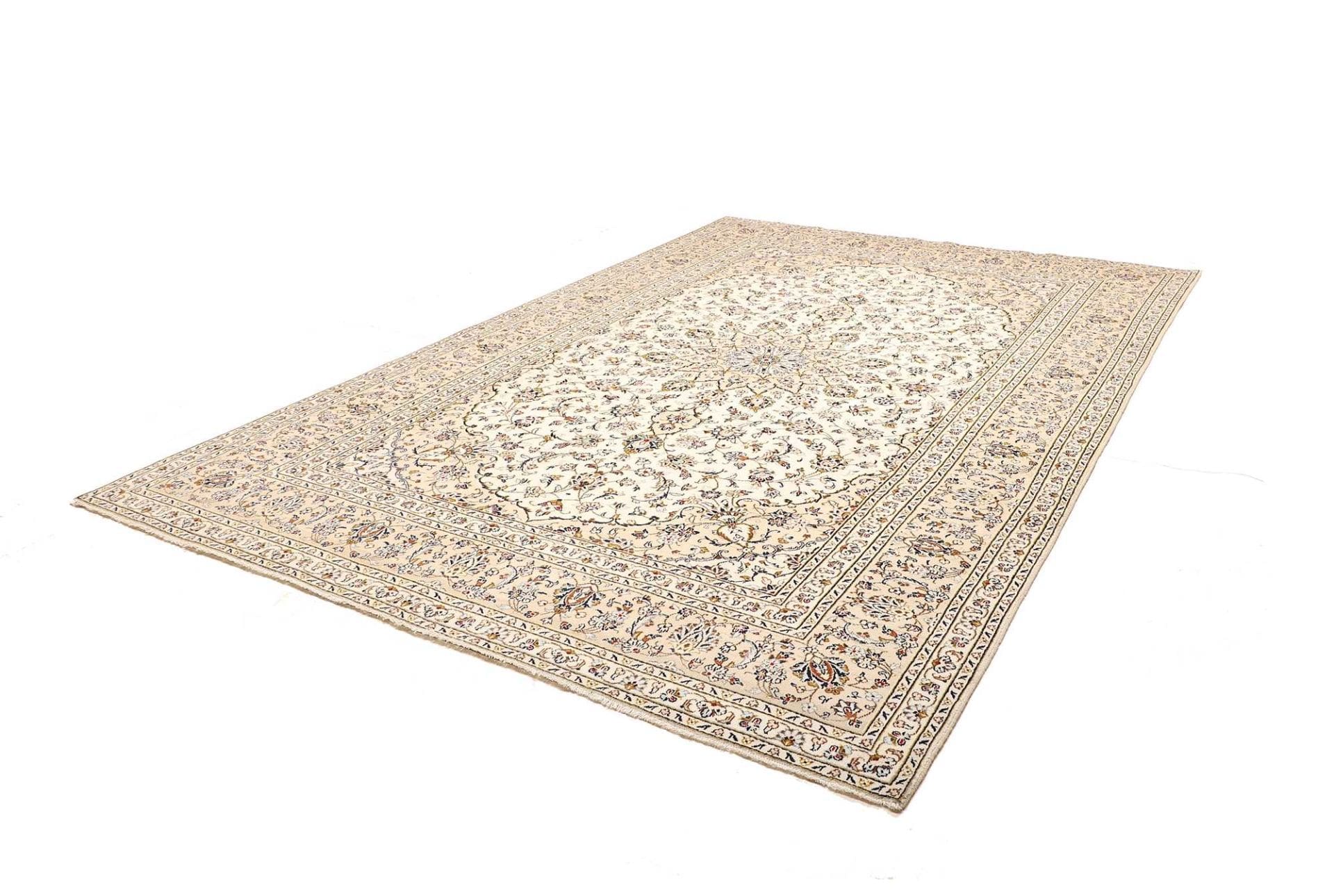 Kashan Teppich 253 x 365cm, Schurwolle, florale Muster, handgeknüpft