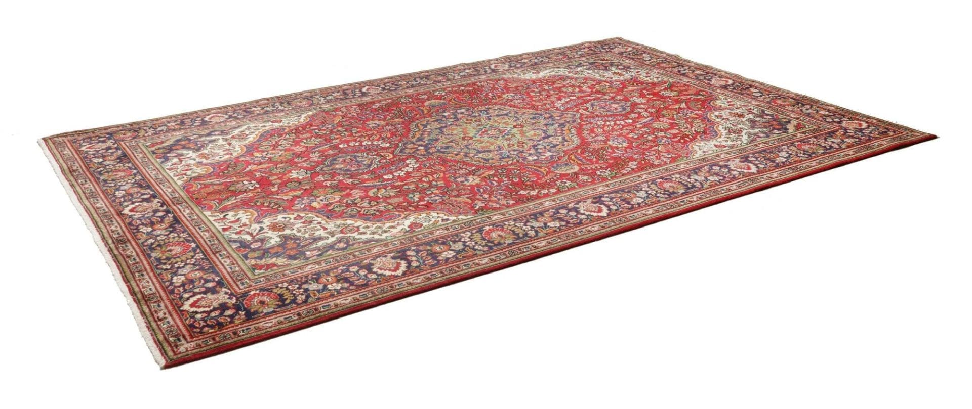 Täbriz Teppich 233 x 338 cm, handgeknüpft, florale Muster, Perserteppich