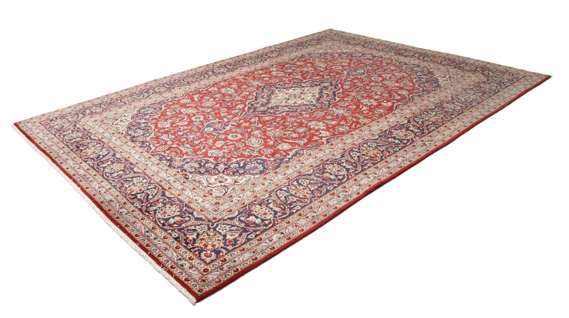 Kashan Teppich 250 x 350cm, Schurwolle, florales Muster, handgeknüpft