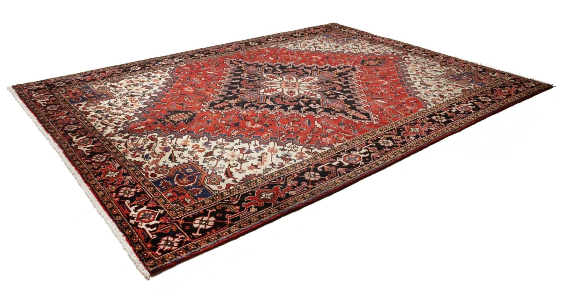 Heriz Teppich 261 x 350 cm, rustikales Design, handgeknüpft