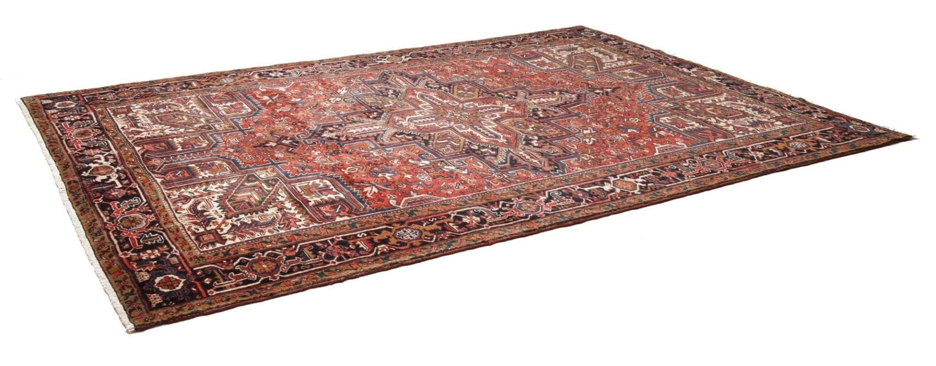 Heriz Orientteppich 243 x 343cm, geometrisches Muster, handgeknüpft