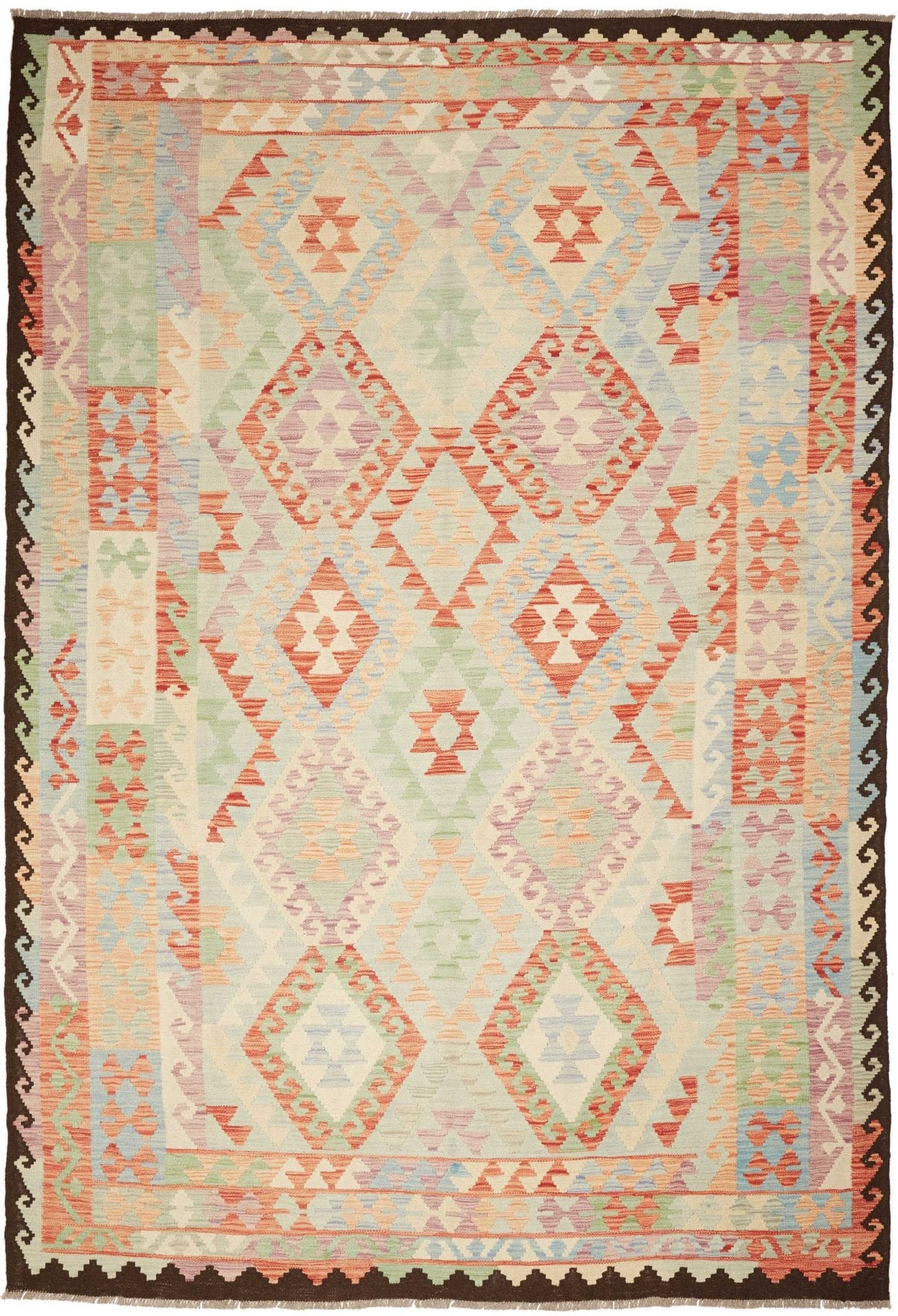 Kelim Teppich 212 x 302 cm, handgewebt, rustikales Flair