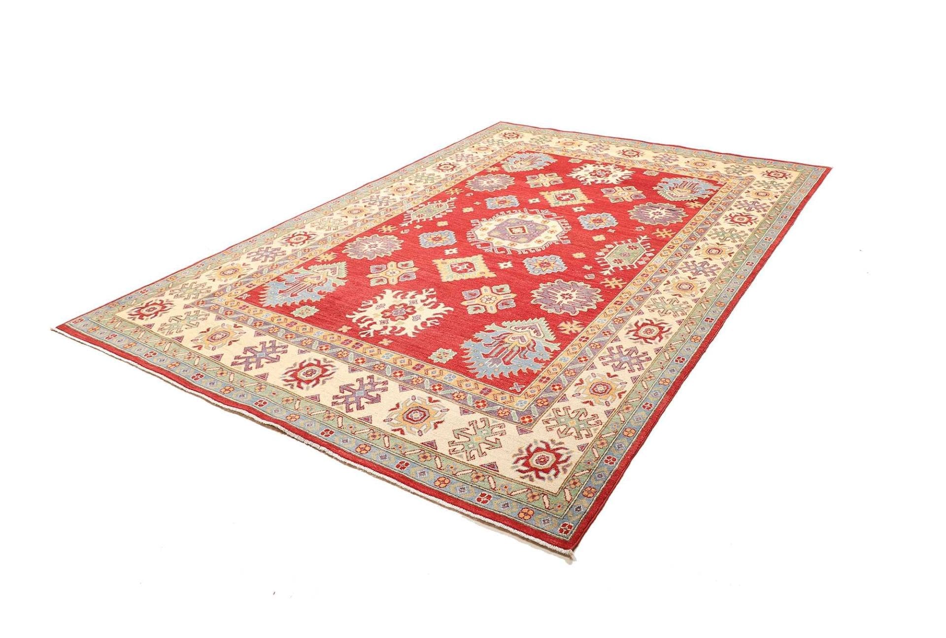 Kazak Orientteppich 207 x 297 cm, geometrische Muster, handgeknüpft