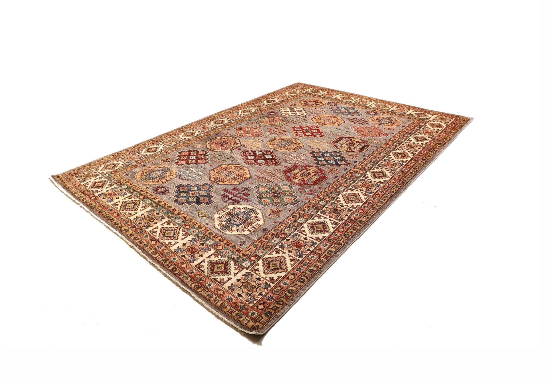 Kazak Orientteppich 213 x 307 cm – Handgeknüpft, geometrische Muster