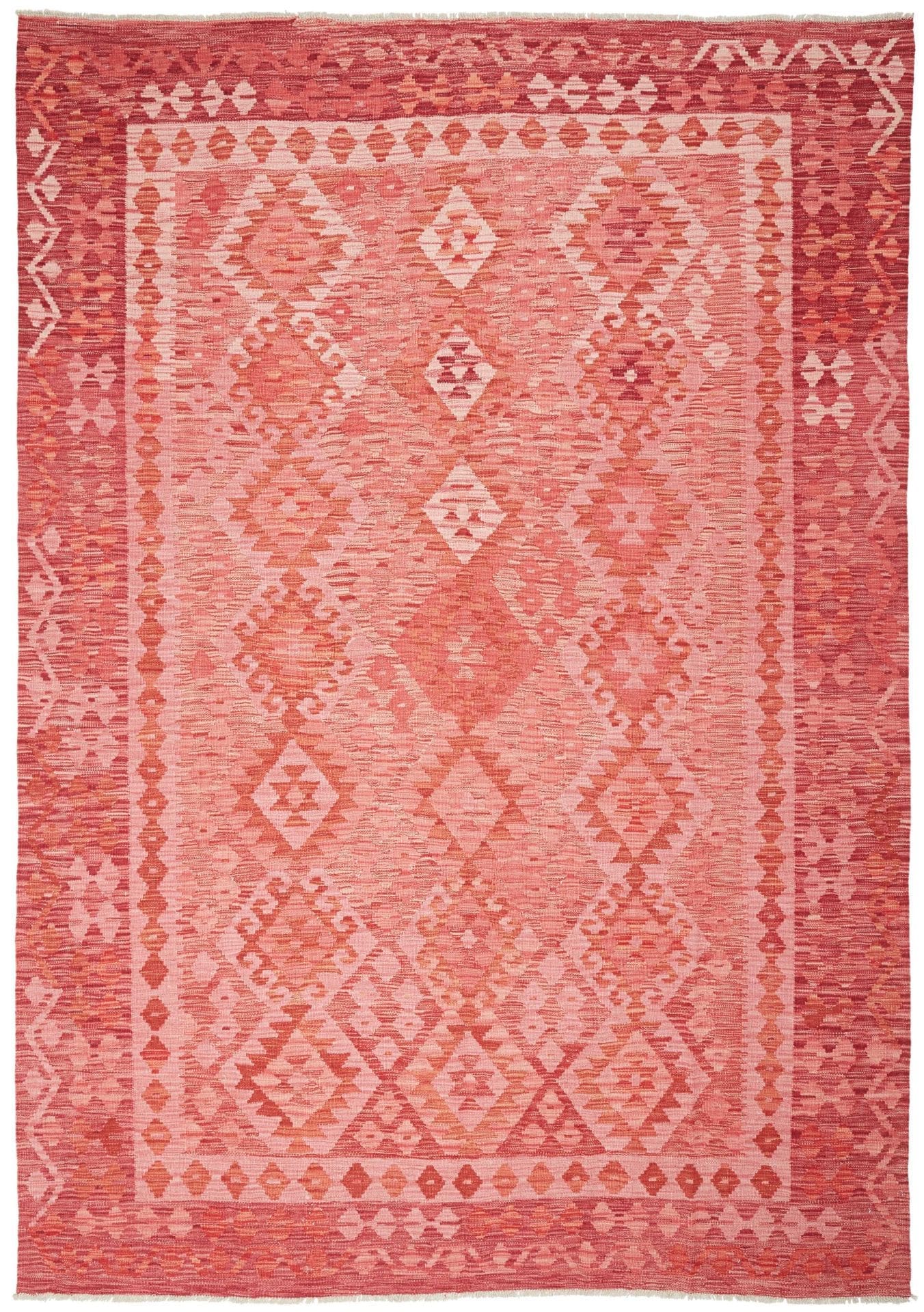 Kelim Teppich 208 x 288cm aus Schurwolle, handgewebt, rustikal