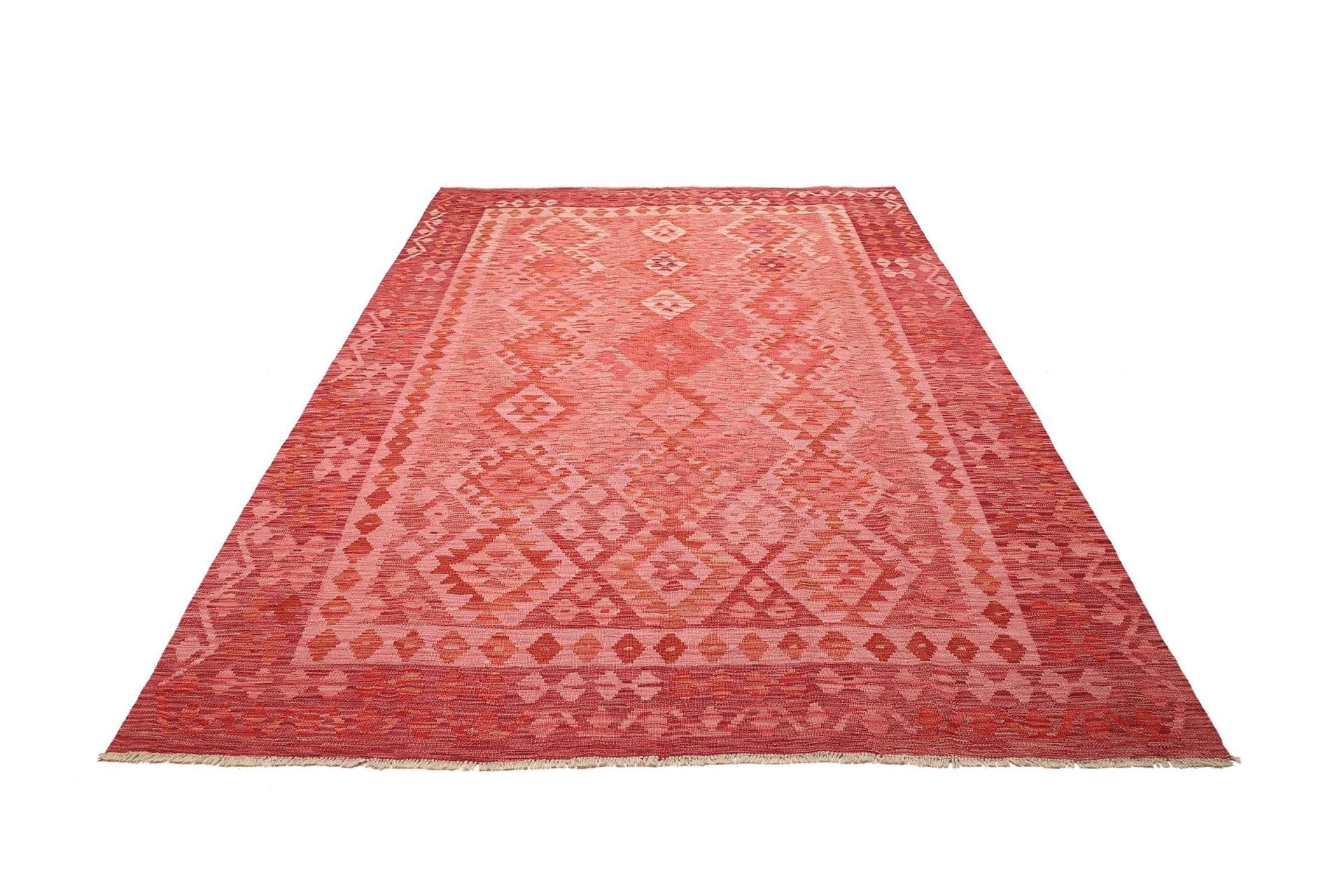 Kelim Teppich 208 x 288cm aus Schurwolle, handgewebt, rustikal