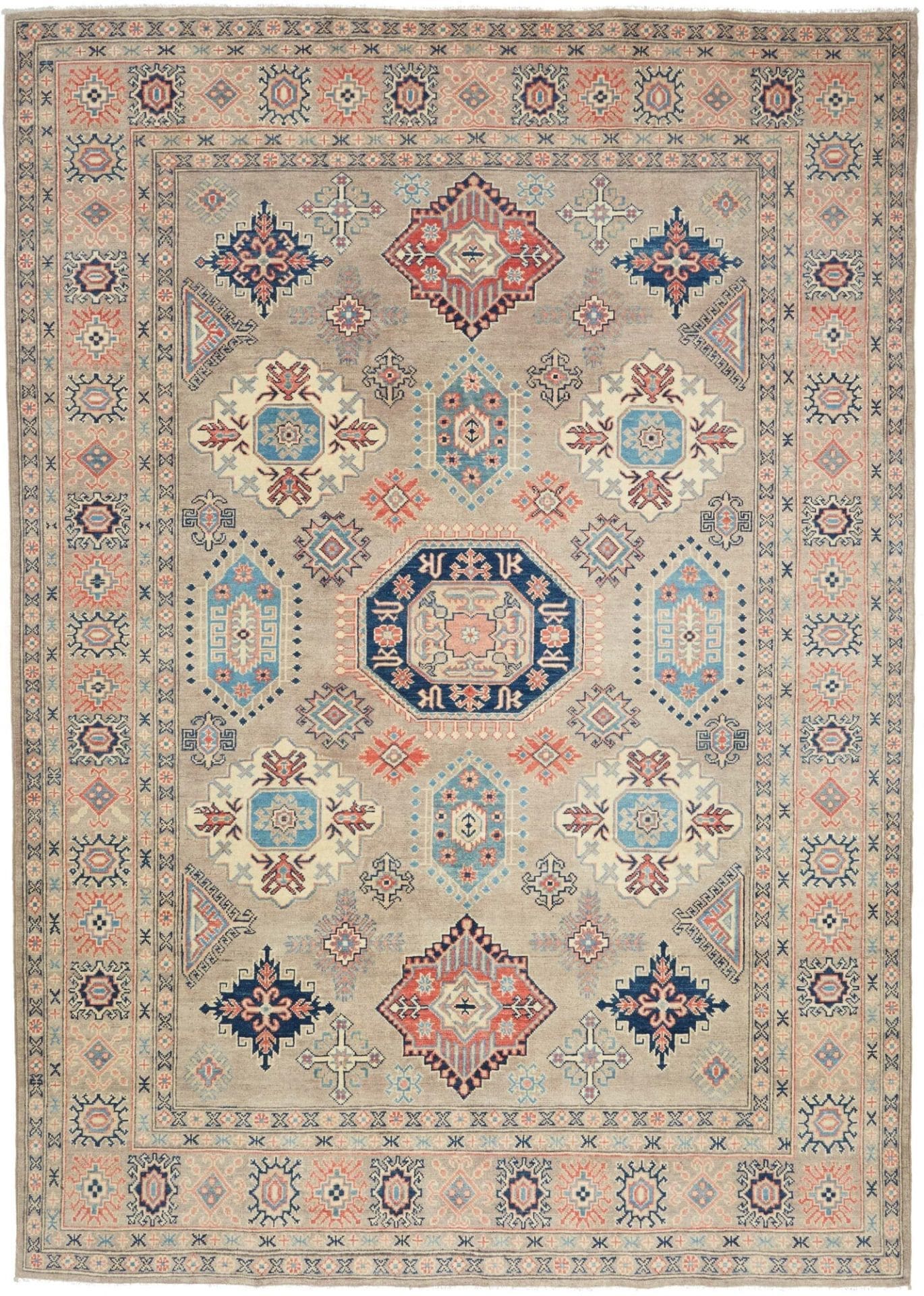 Kazak Teppich 211 x 292 cm – geometrisches Muster, handgeknüpft