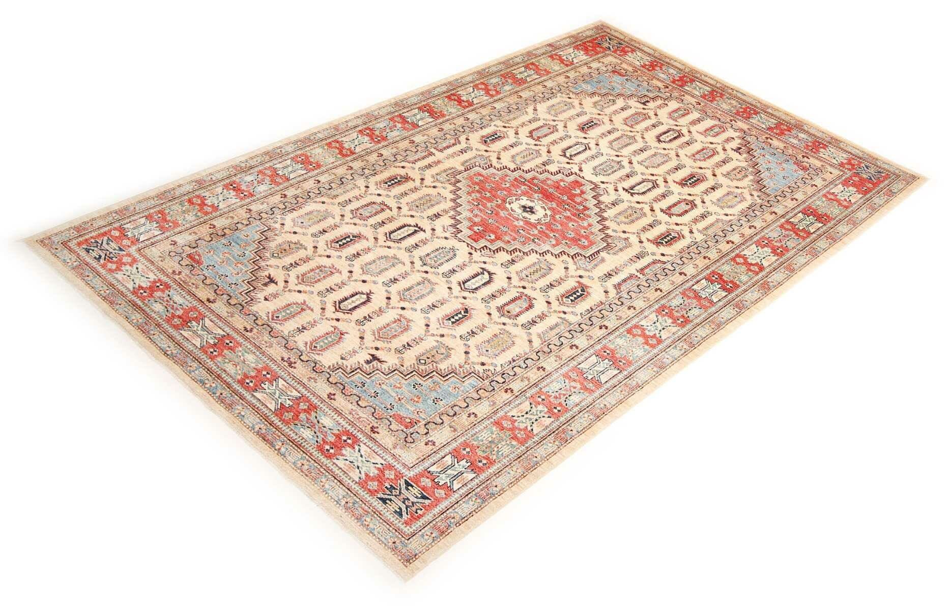 Kazak Teppich 209 x 299 cm, geometrische Muster, handgeknüpft