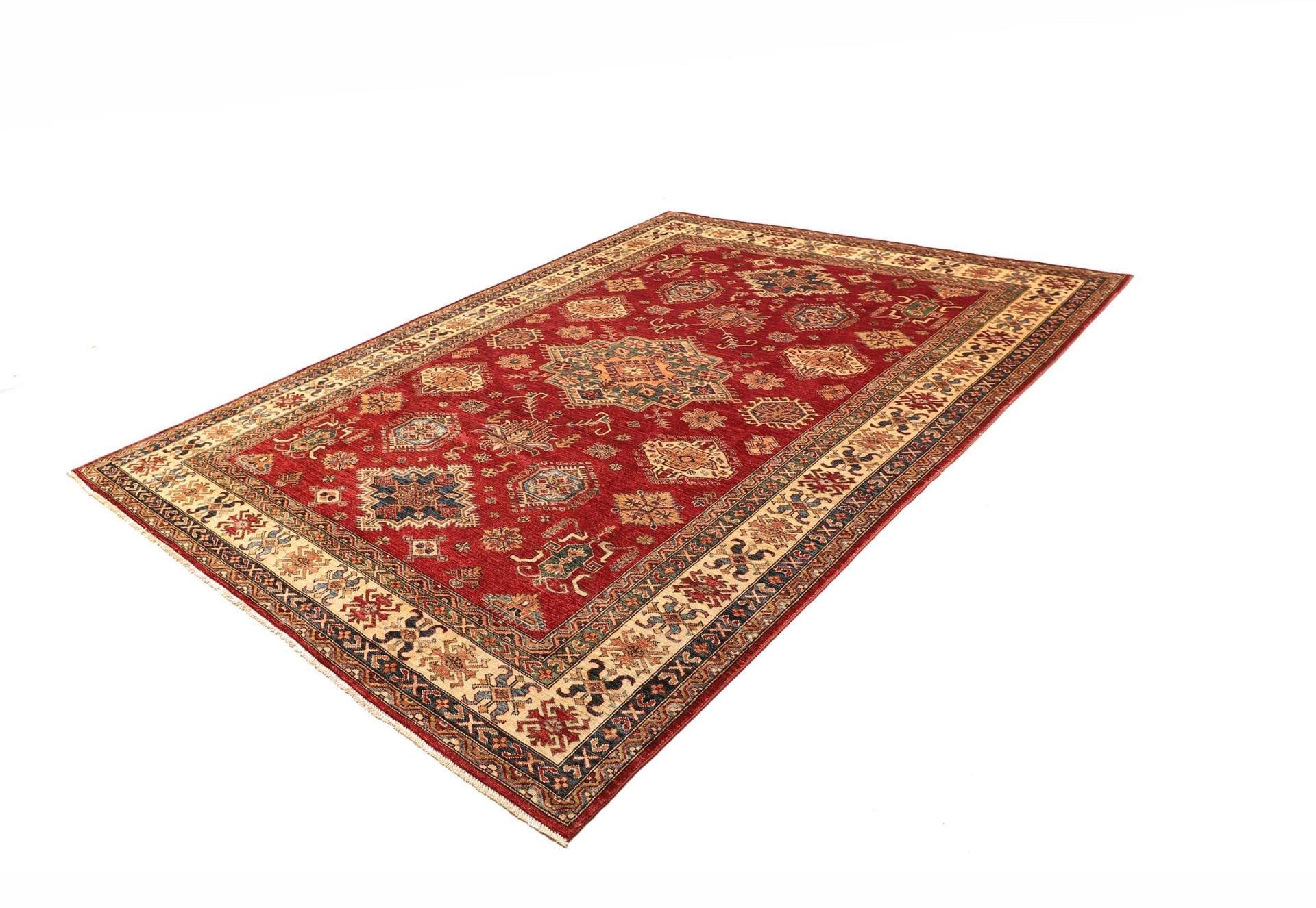 Kazak Orientteppich 207 x 294cm, geometrische Muster, handgeknüpft