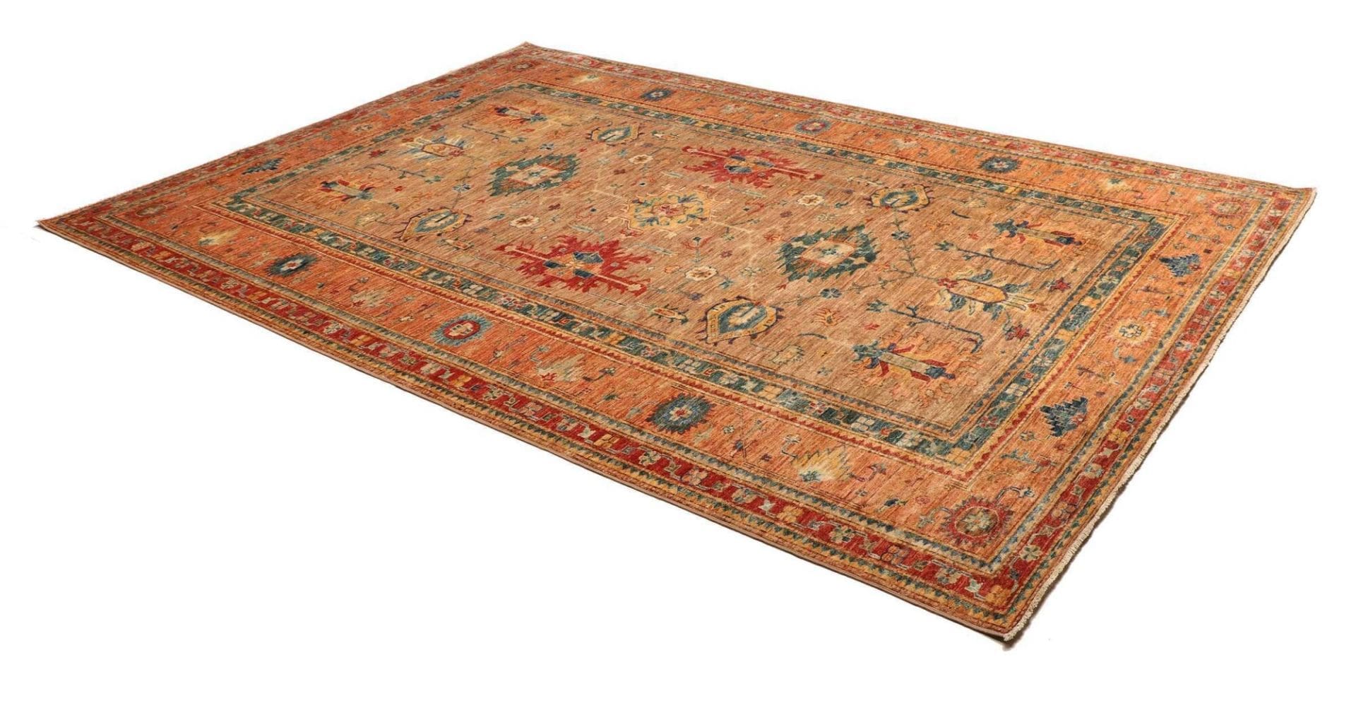 (Verkauft) Kazak Teppich 210 x 297 cm, geometrisches Muster, handgeknüpft
