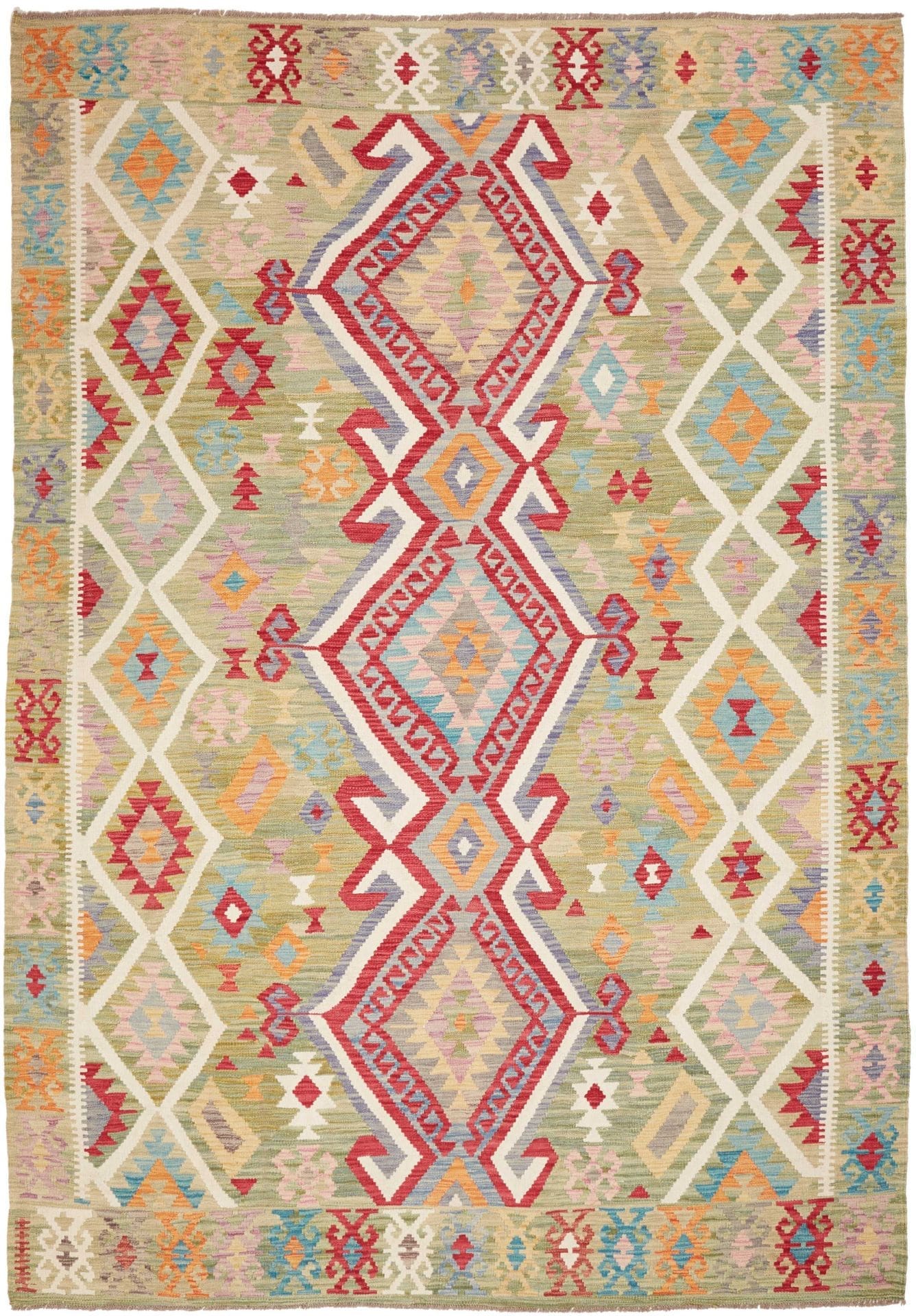 Kelim Teppich 209 x 294 cm aus Schurwolle, handgewebt