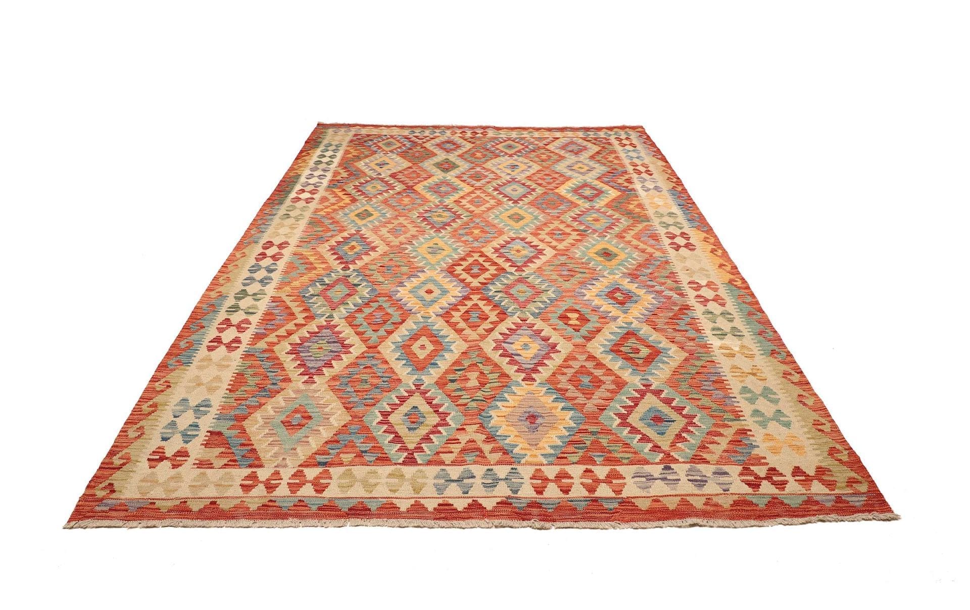 Kelim Teppich 210 x 293 cm - Handgewebt, Rustikales Design