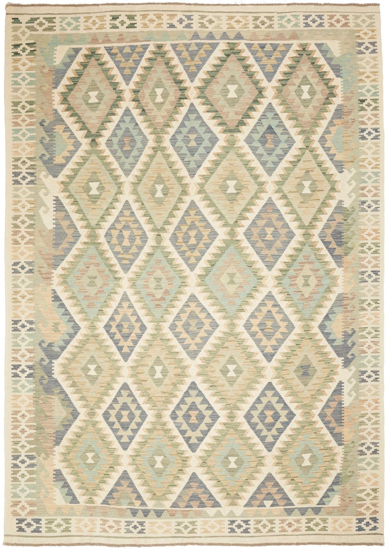 Kelim Teppich 210 x 289 cm - handgewebt, rustikales Flair, Wolle
