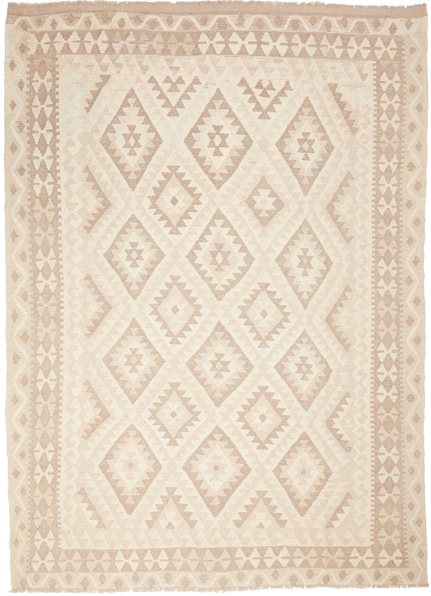Kelim Teppich 208 x 279 cm, handgewebt, rustikales Flair, Wolle