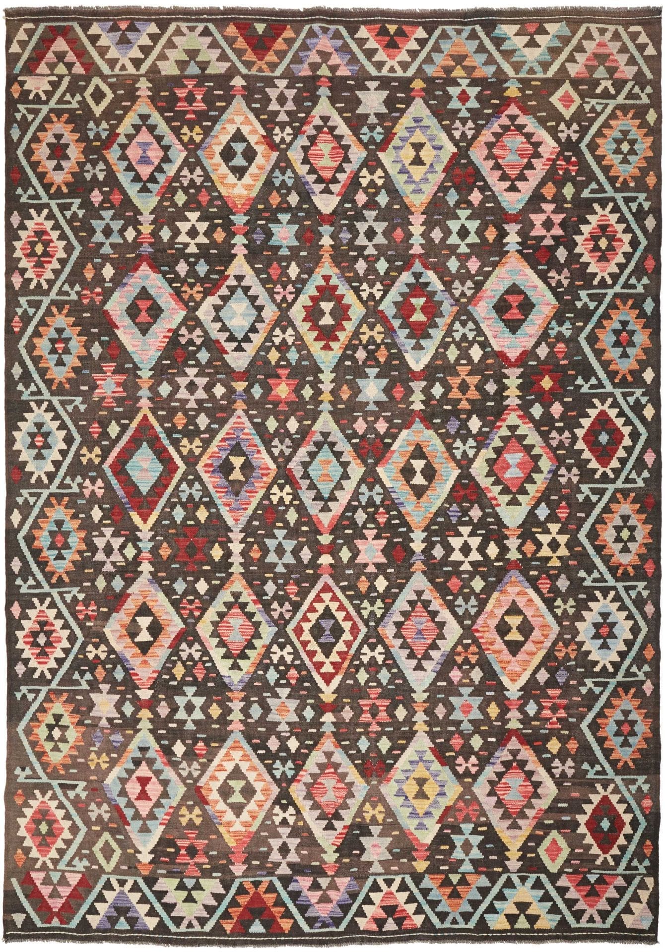 Kelim Teppich 207 x 295 cm aus Schurwolle, handgewebt