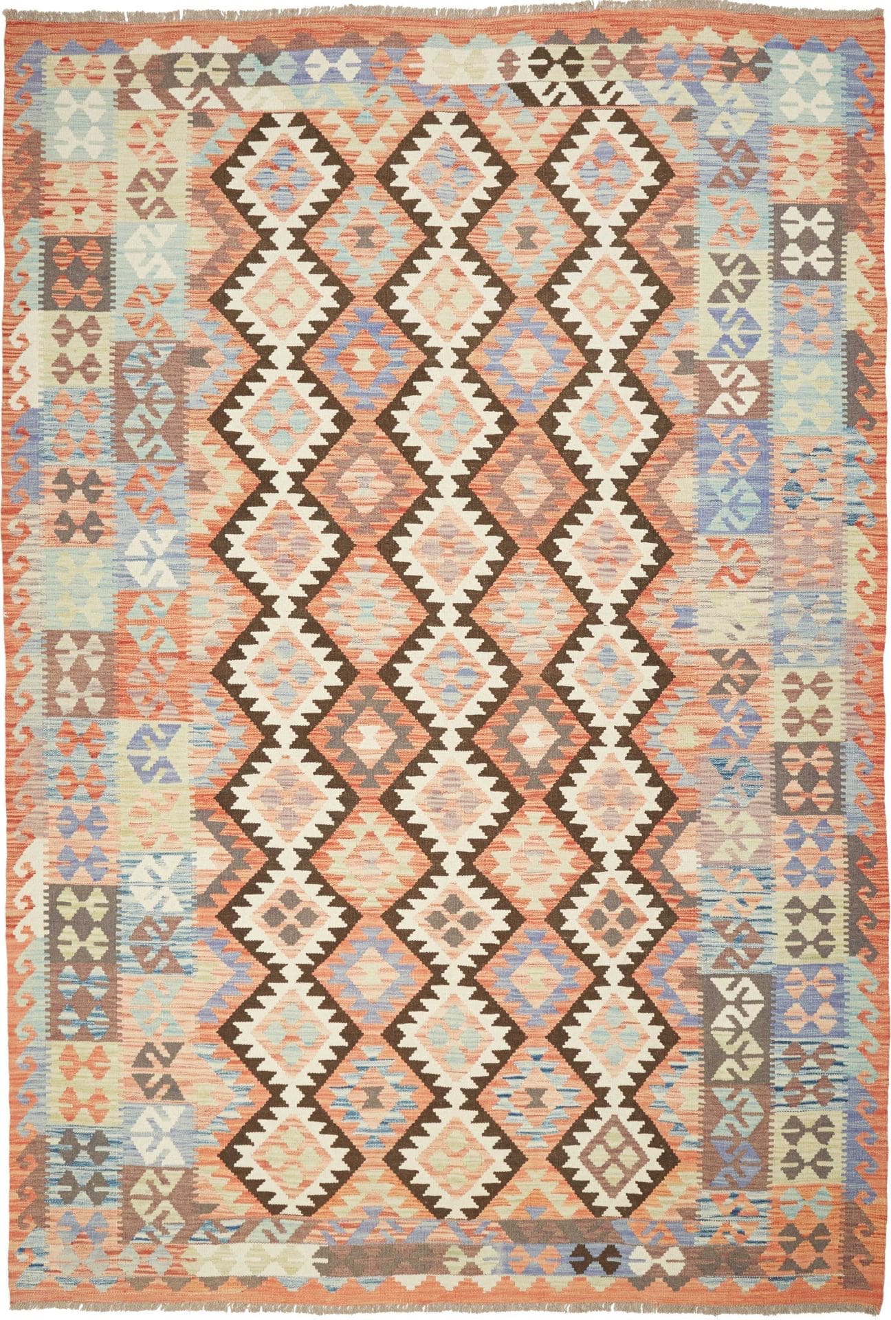 Kelim Teppich 205 x 296 cm, handgewebt, rustikales Flair