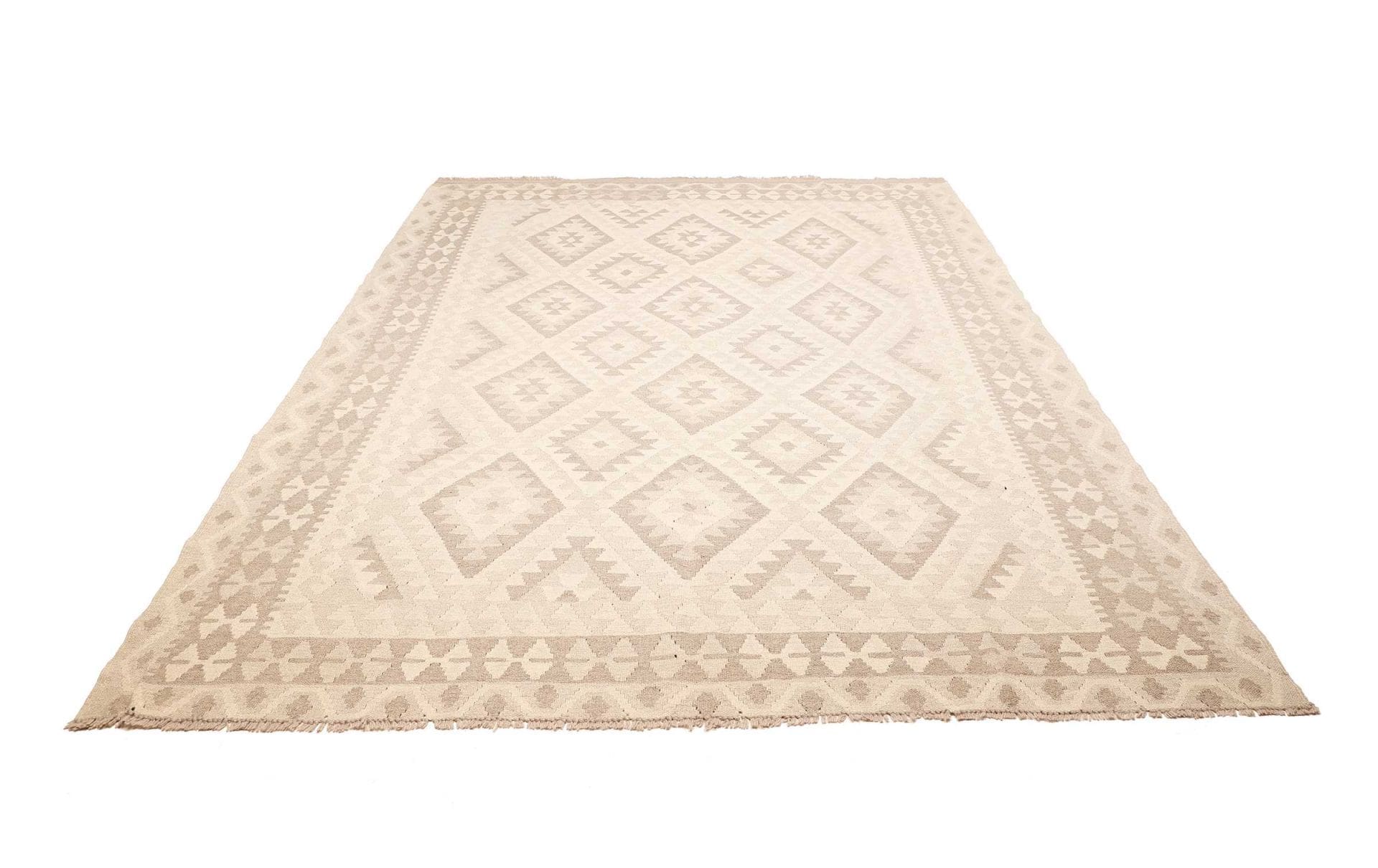 Kelim Teppich 208 x 279 cm, handgewebt, rustikales Flair, Wolle
