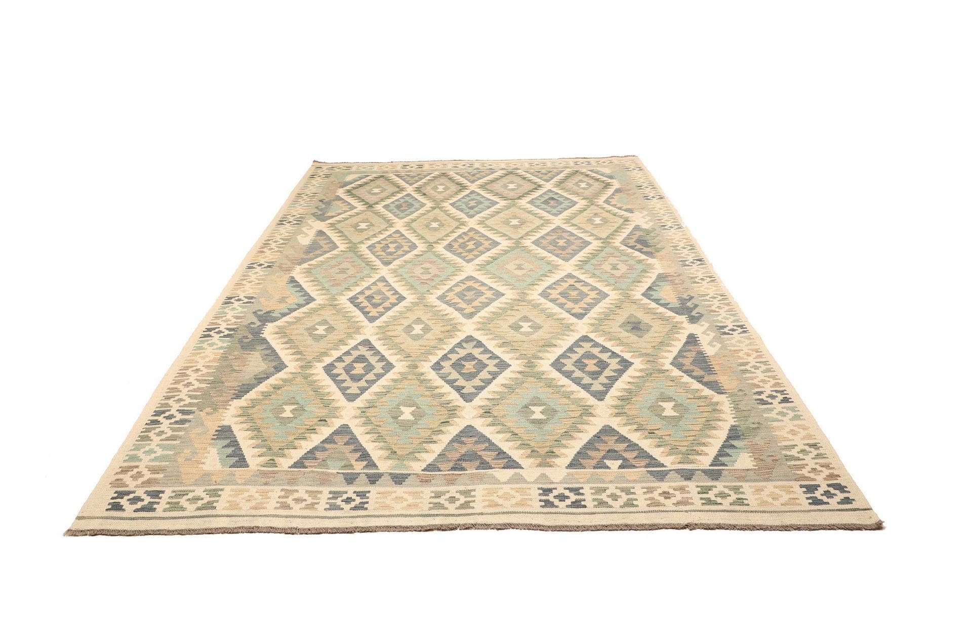 Kelim Teppich 210 x 289 cm - handgewebt, rustikales Flair, Wolle