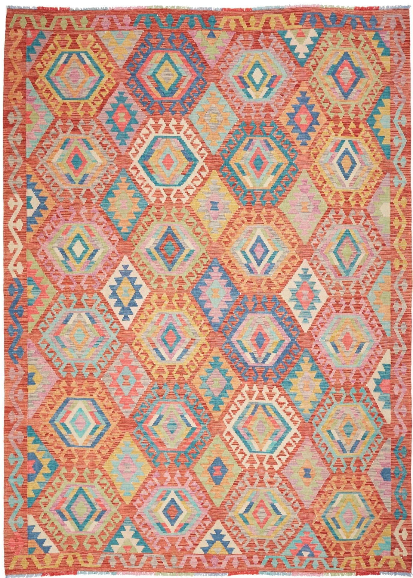 Orientteppich 210 x 293cm aus Schurwolle, handgewebt, rustikal