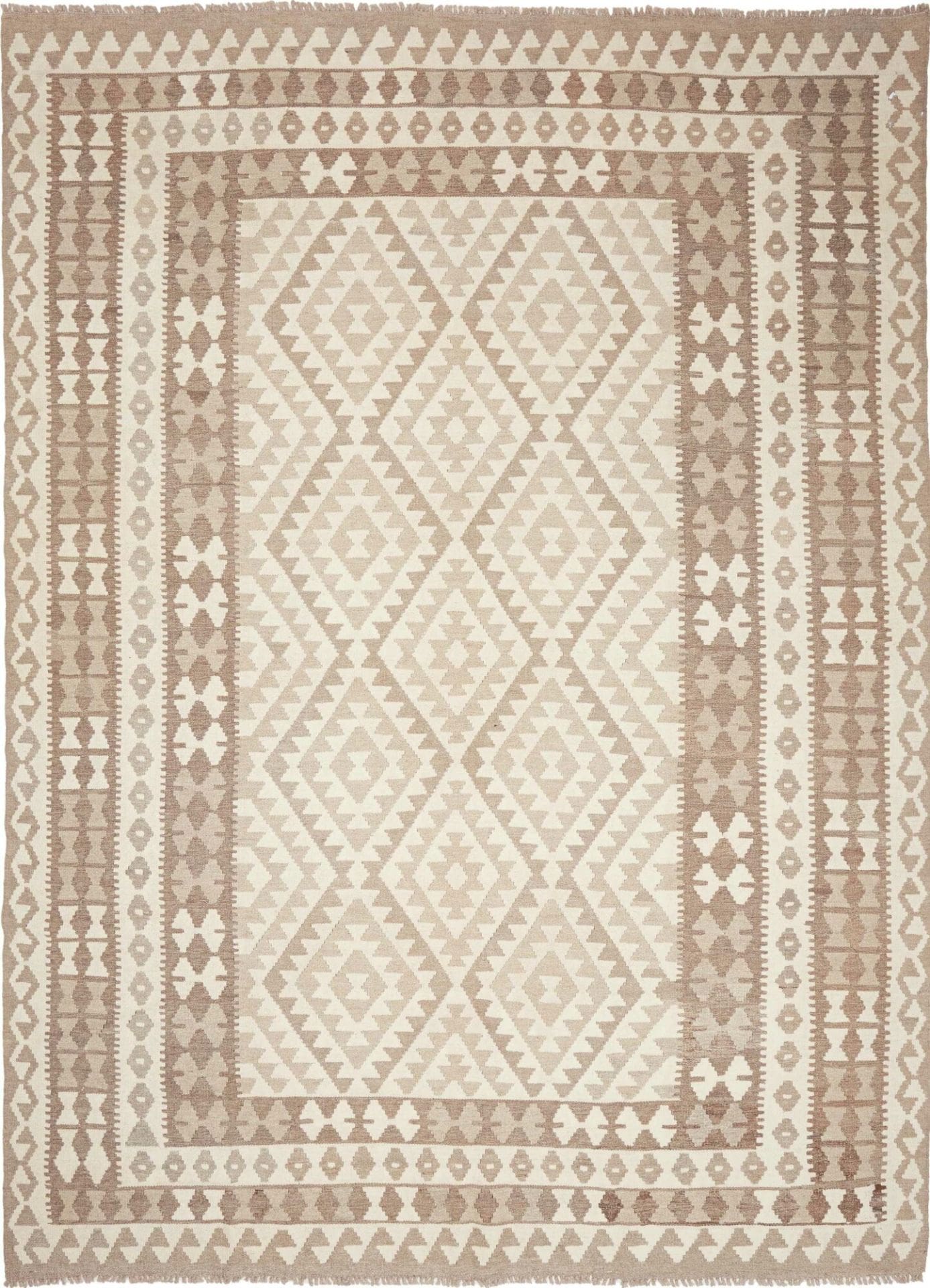 Kelim Teppich 213 x 290cm aus Schurwolle, handgewebt, rustikaler Stil