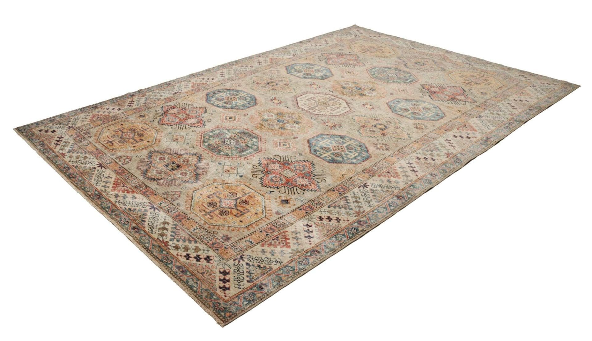 Kazak Teppich 209 x 304cm, geometrische Muster, handgeknüpft