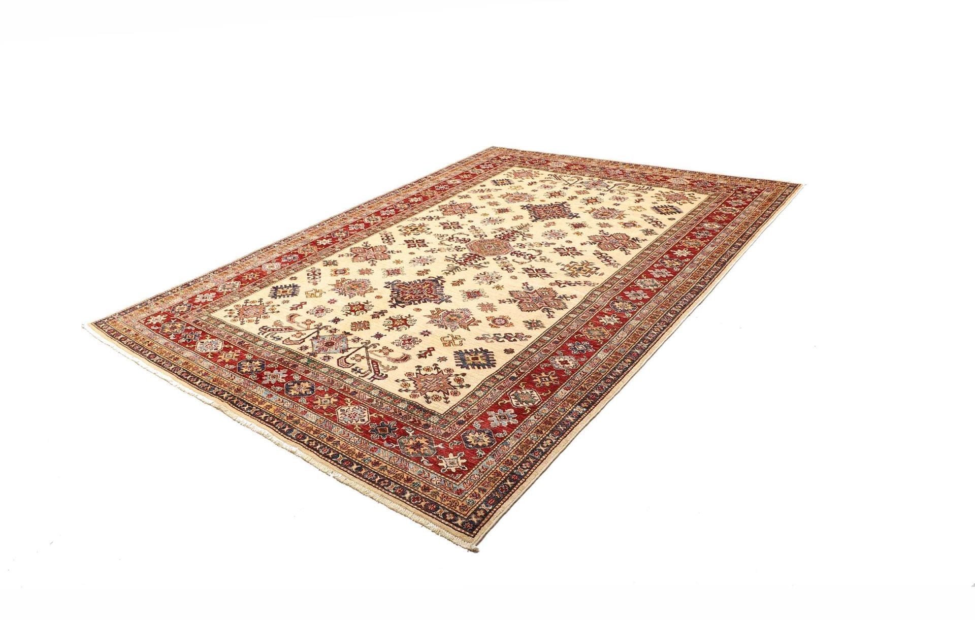 Kazak Orientteppich 205 x 297cm, geometrisches Muster, handgeknüpft