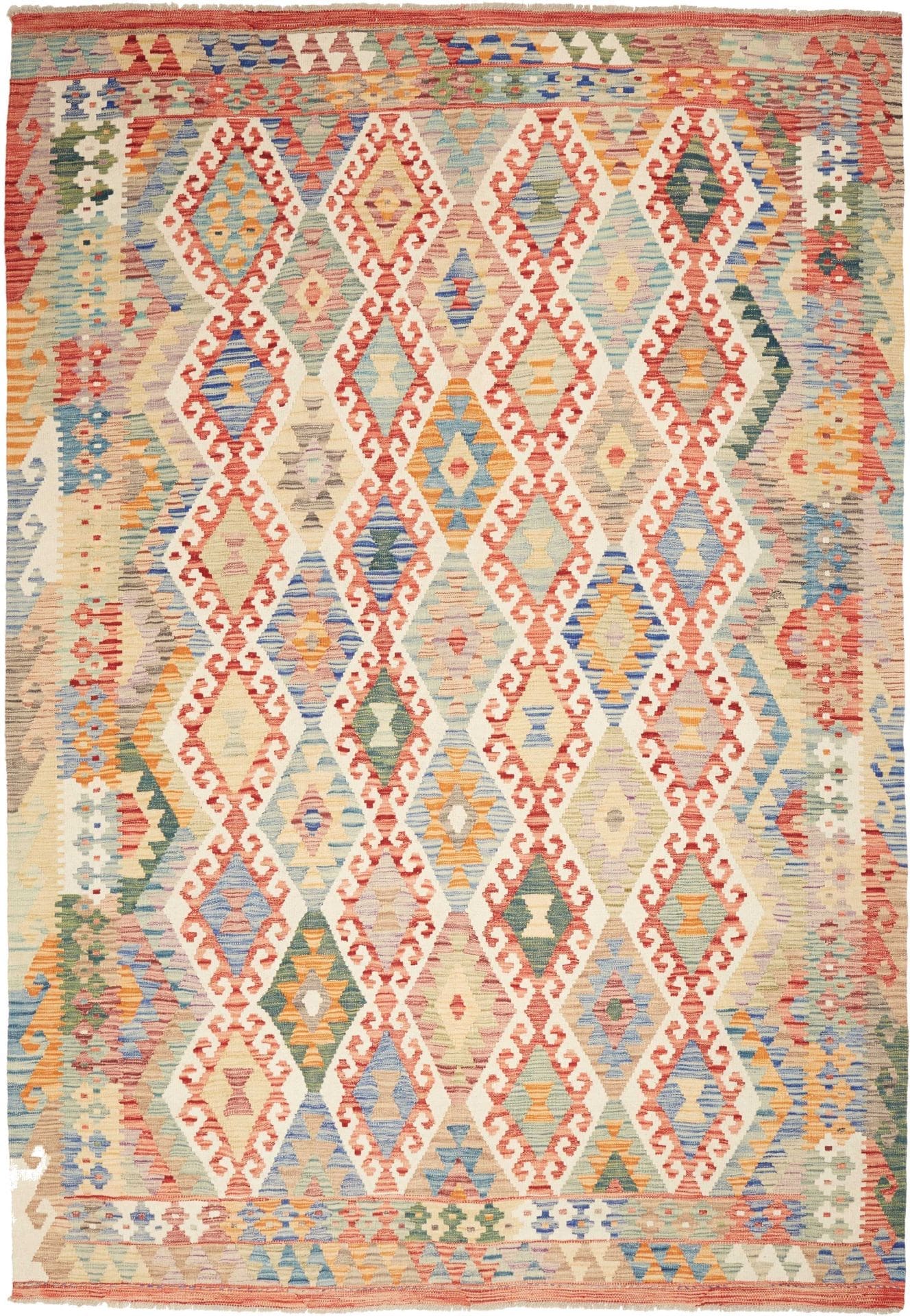 Kelim Teppich 209 x 290 cm, Schurwolle, handgewebt, Orientteppich