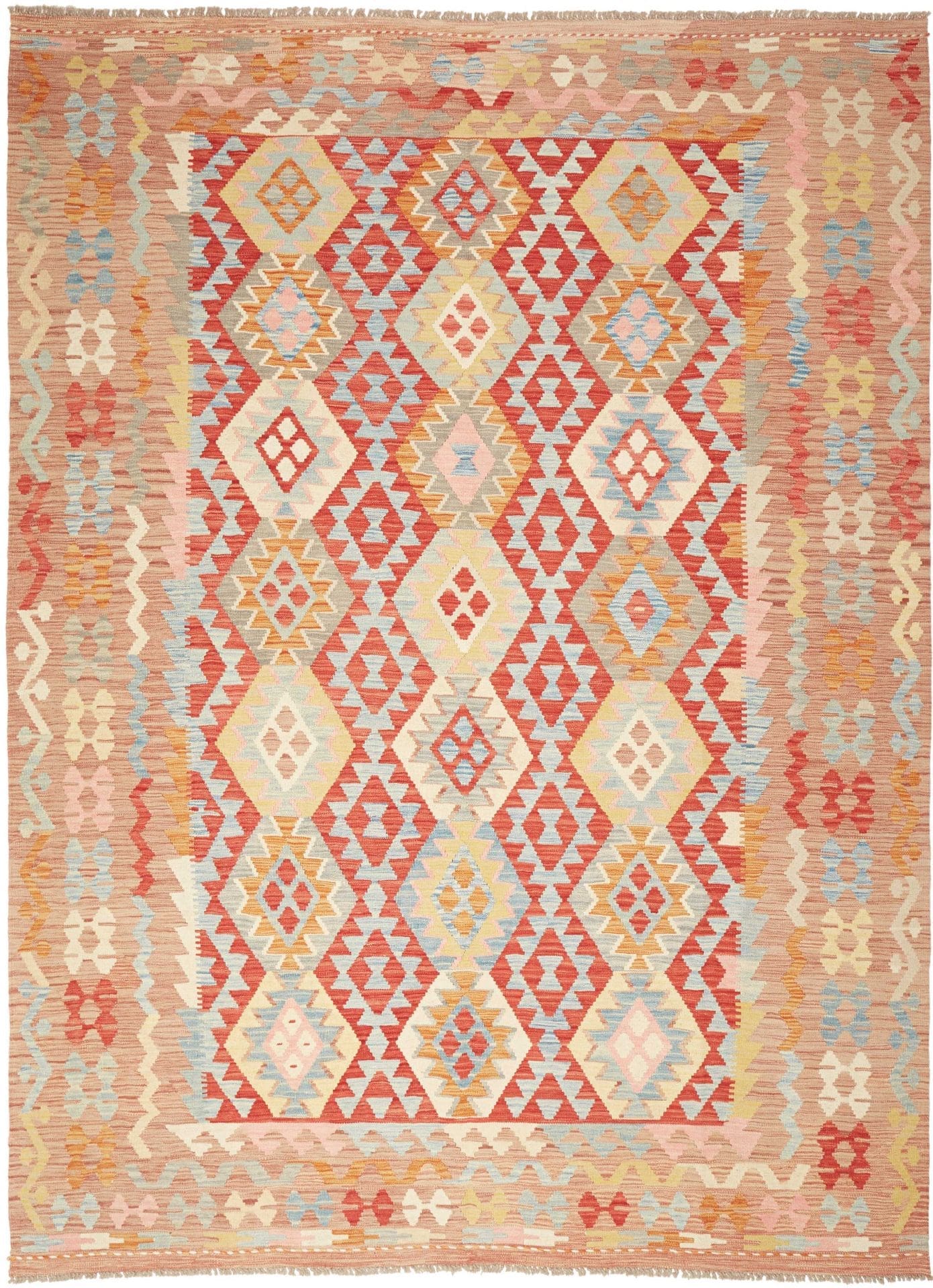 Handgewebter Kelim 215 x 285cm aus Schurwolle, rustikales Flair