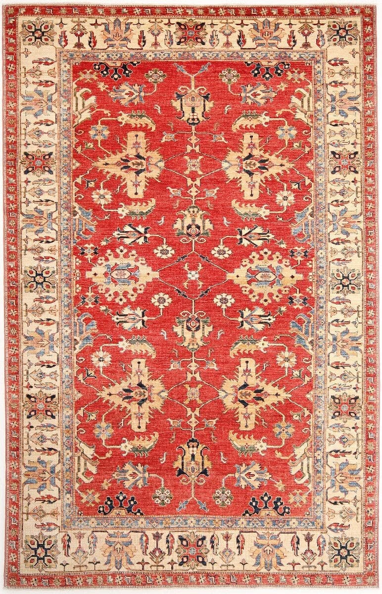 Kazak Teppich 205 x 307 cm - geometrische Muster, handgeknüpft