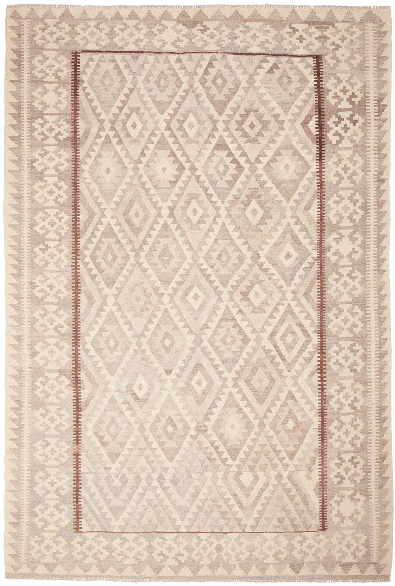 Kelim Teppich 205 x 298 cm, handgewebt, rustikales Flair, Wolle